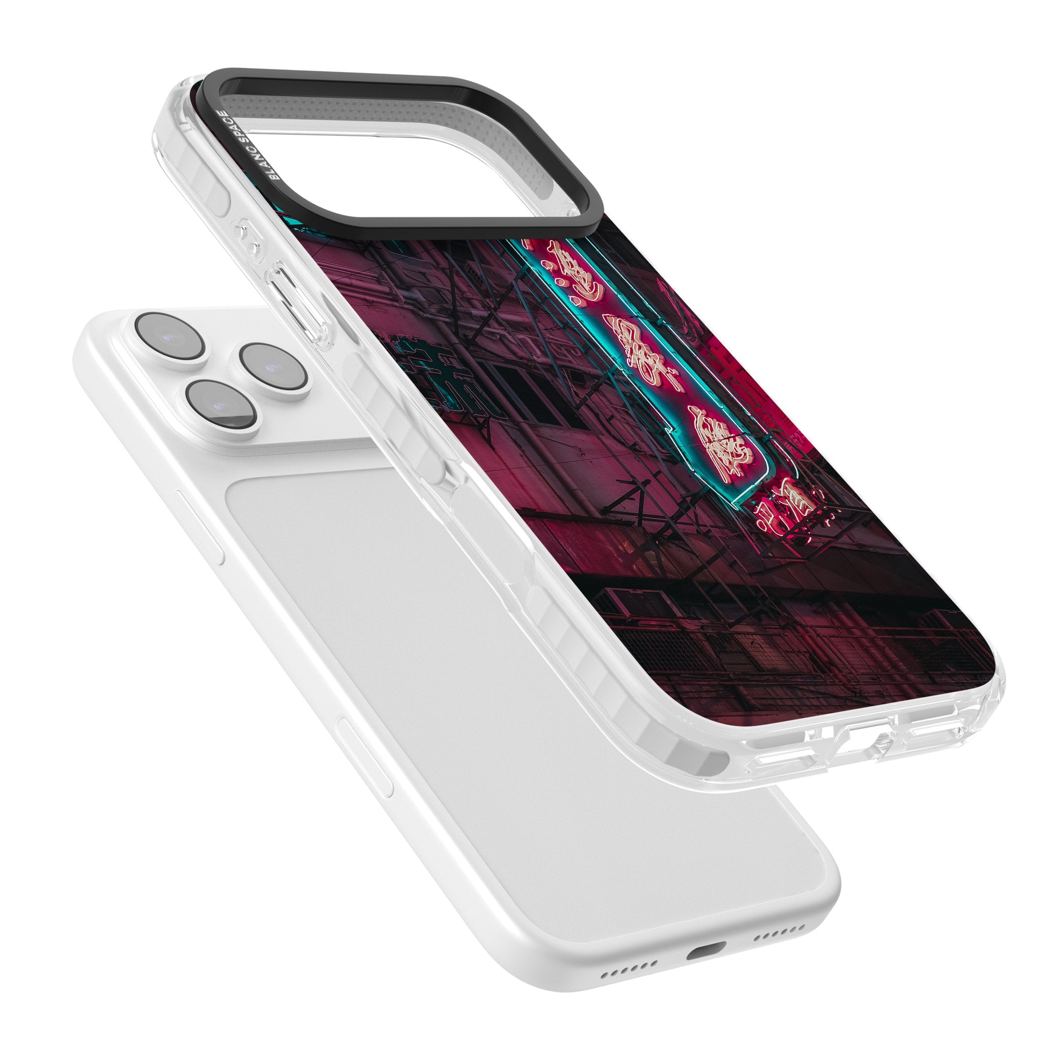 Neon Kanji Cityscape iPhone 17 Pro Impact Pro Clear Phone Case Colours