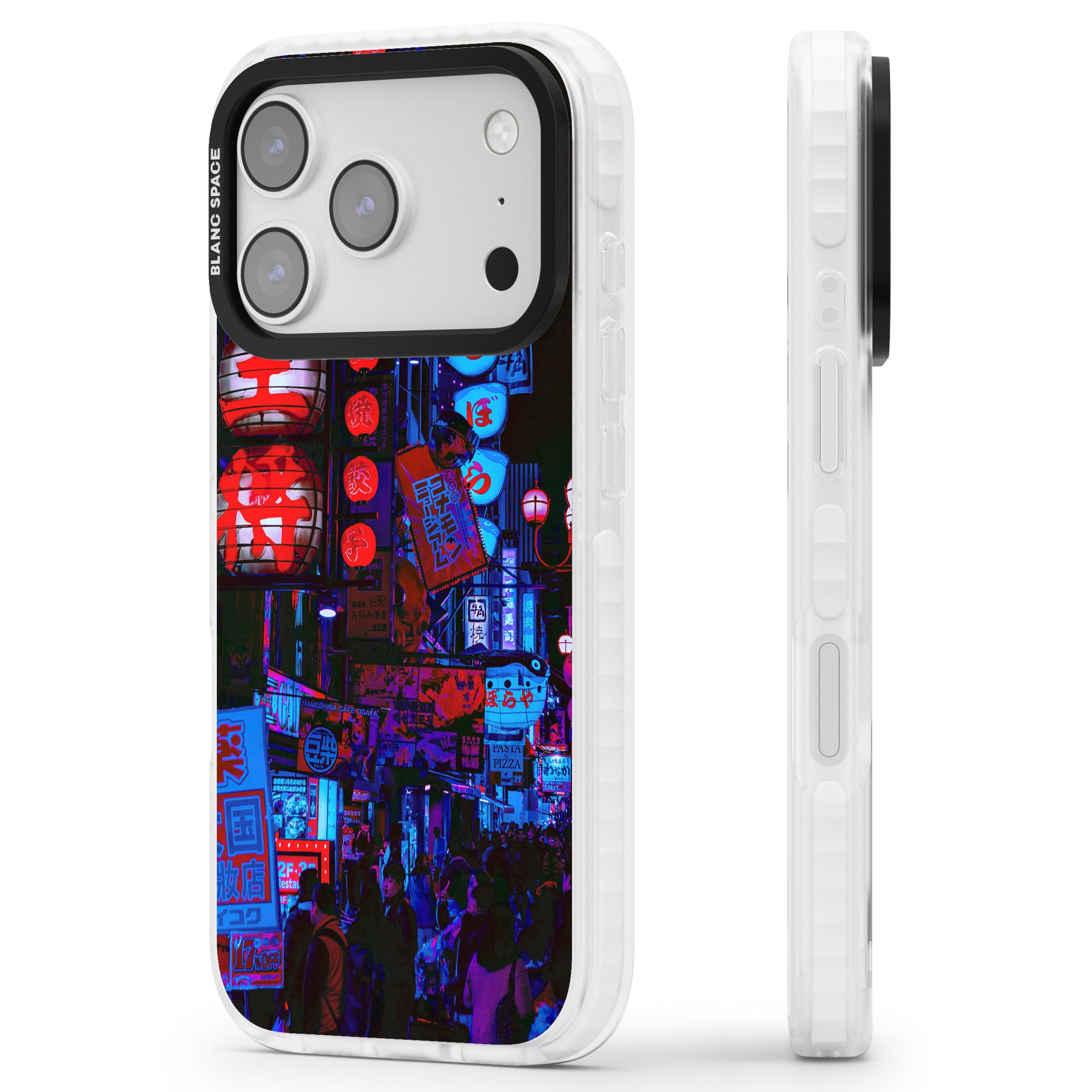 Neon City Nights iPhone 17 Pro Impact Pro Clear Phone Case Side Profile