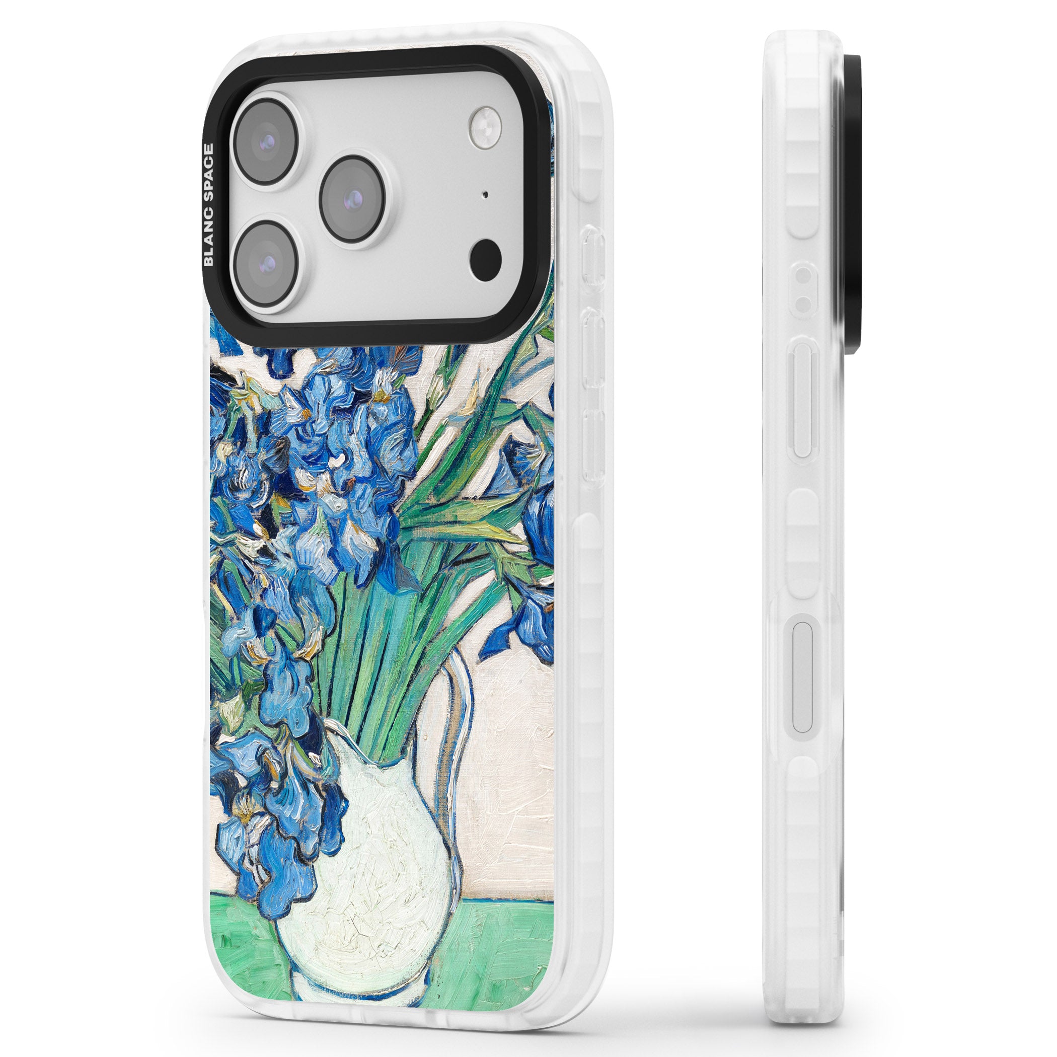 Irises By Vincent Van Gogh iPhone 17 Pro Impact Pro Clear Phone Case Side Profile