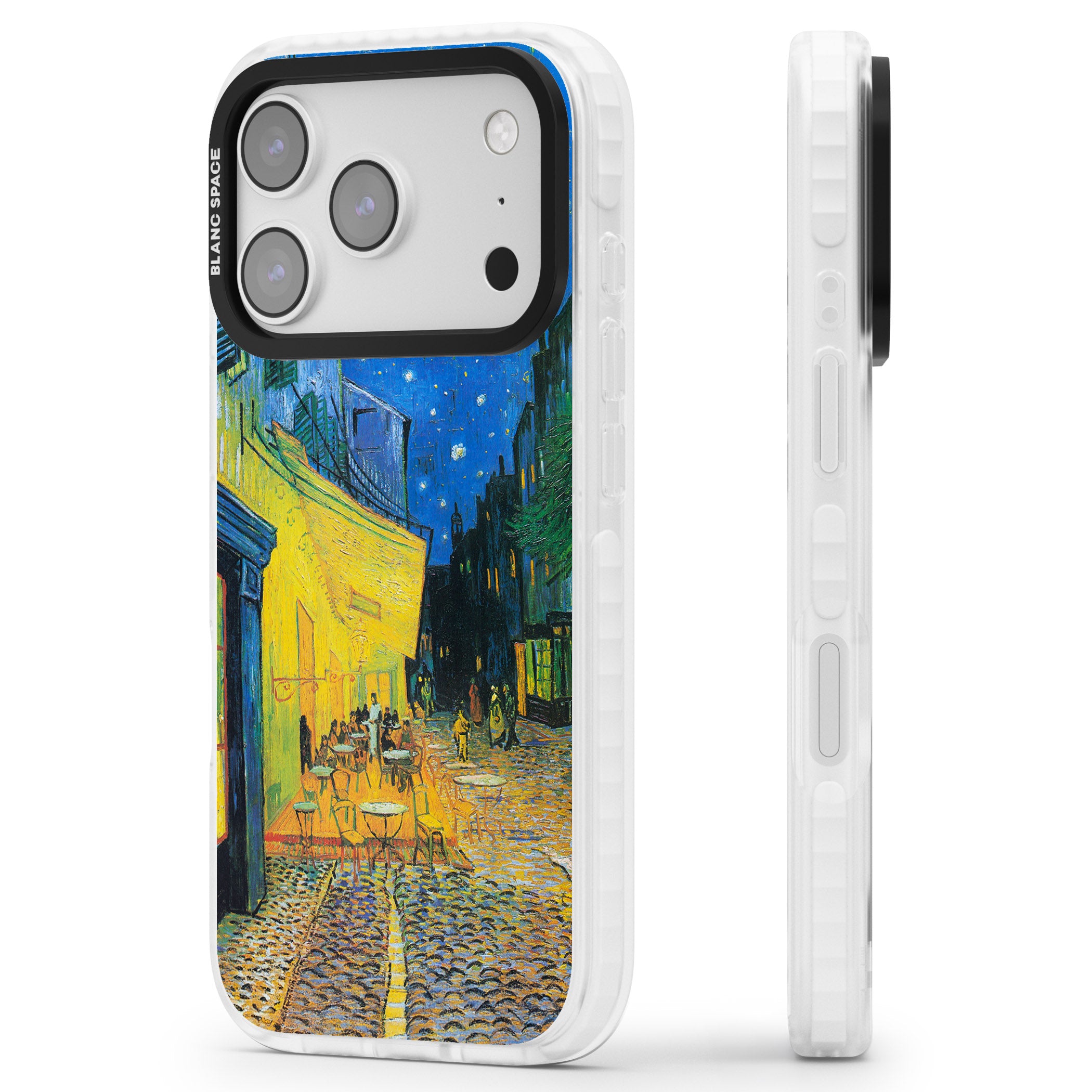 Café Terrace At Night iPhone 17 Pro Impact Pro Clear Phone Case Side Profile