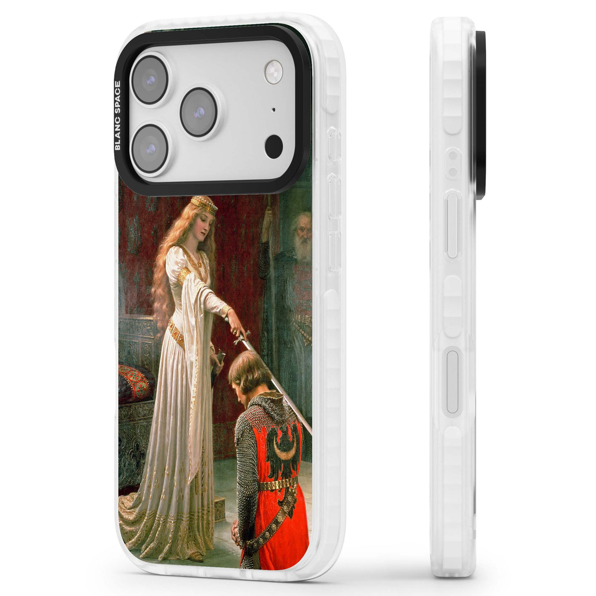 The Accolade renaissance art iPhone case featuring Edmund Blair Leighton's painting of a queen knighting a kneeling knight | Impact Magsafe case for iPhone 17 Pro, iPhone 17 Pro Max