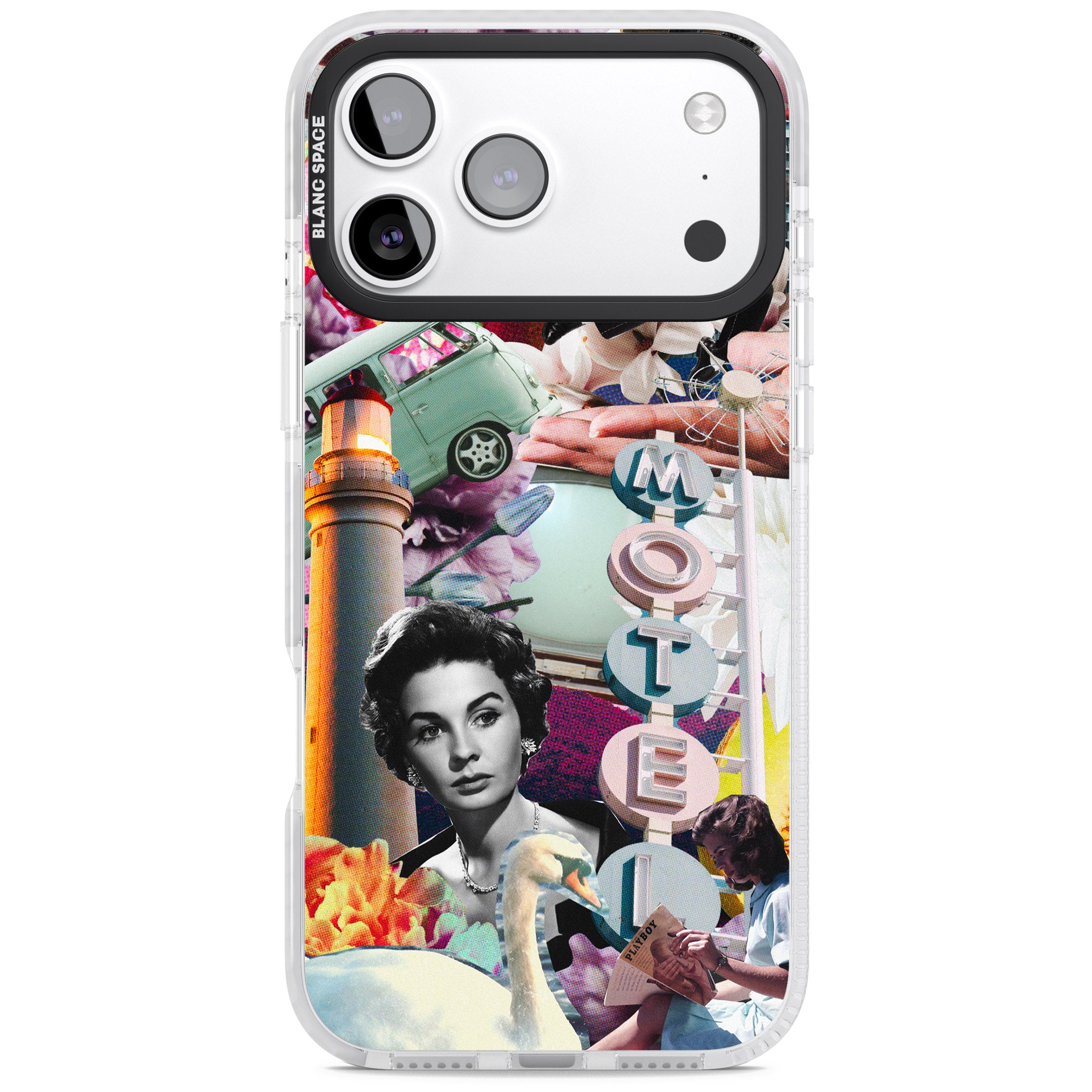 Retro Motel Collage iPhone 17 Pro Impact Pro Clear Phone Case