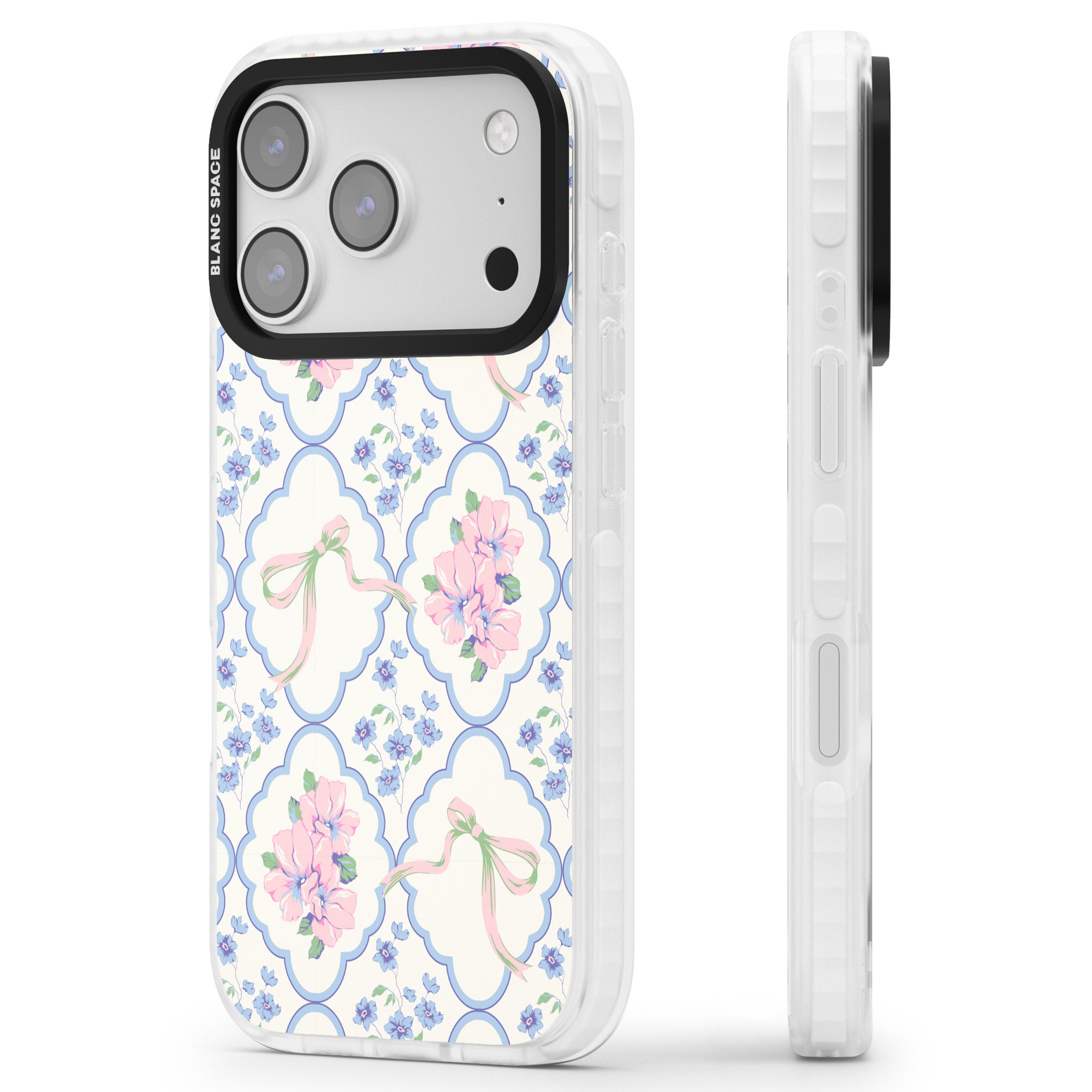 Coquette Flowers & Bows iPhone 17 Pro Impact Pro Clear Phone Case Side Profile