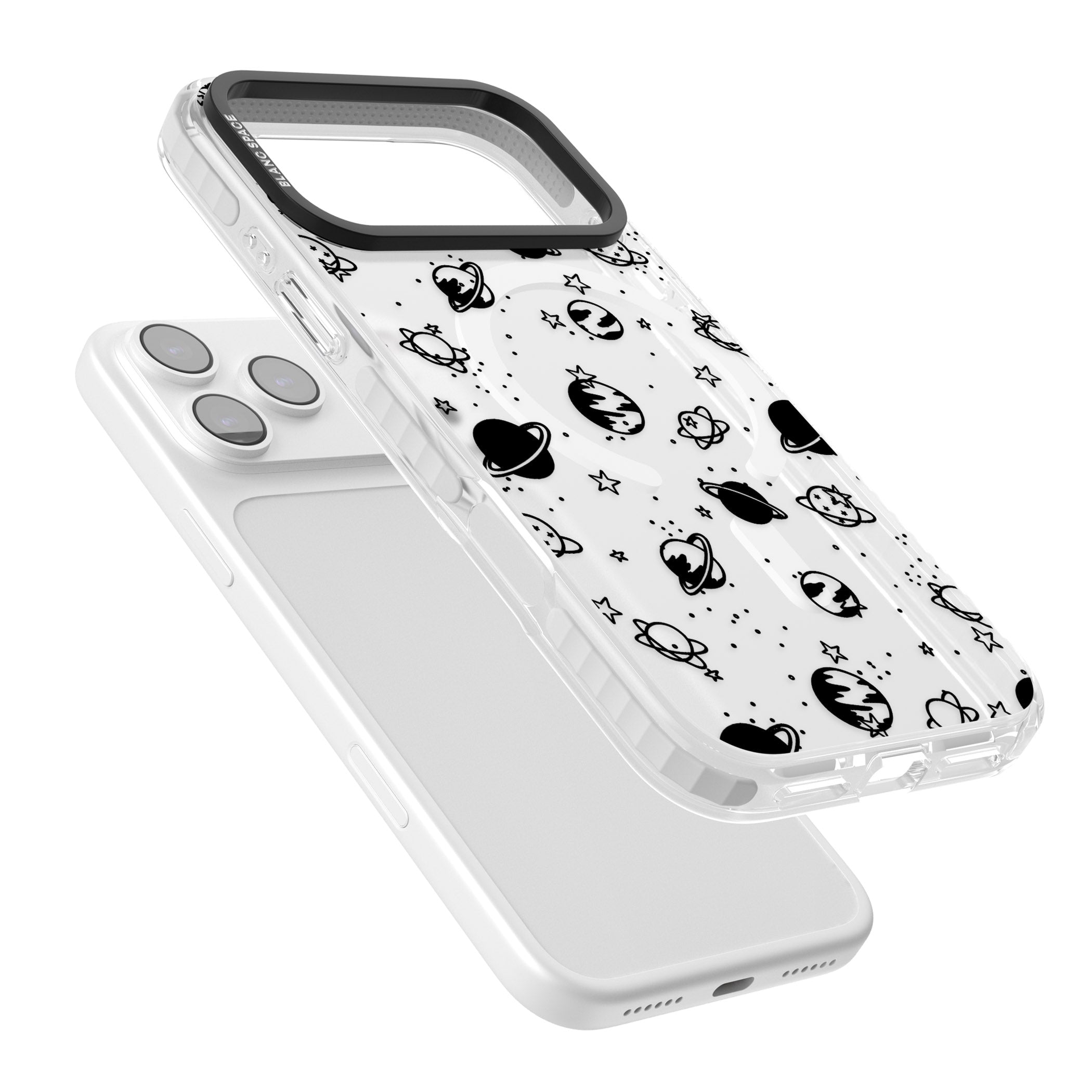 Black Planets iPhone 17 Pro Impact Pro Clear Phone Case Colours
