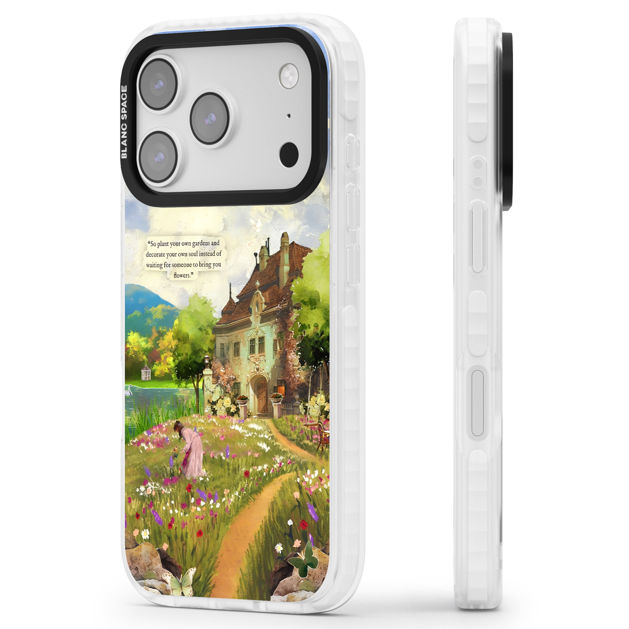 Spring Cottage iPhone 17 Pro Impact Pro Clear Phone Case Side Profile
