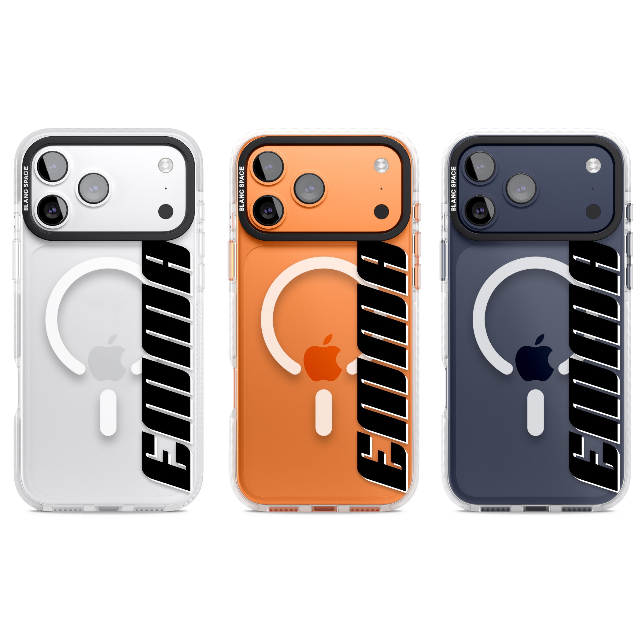 Personalised Vertical Bold Name iPhone 17 Pro Impact Pro Clear Phone Case APT Impact Protection