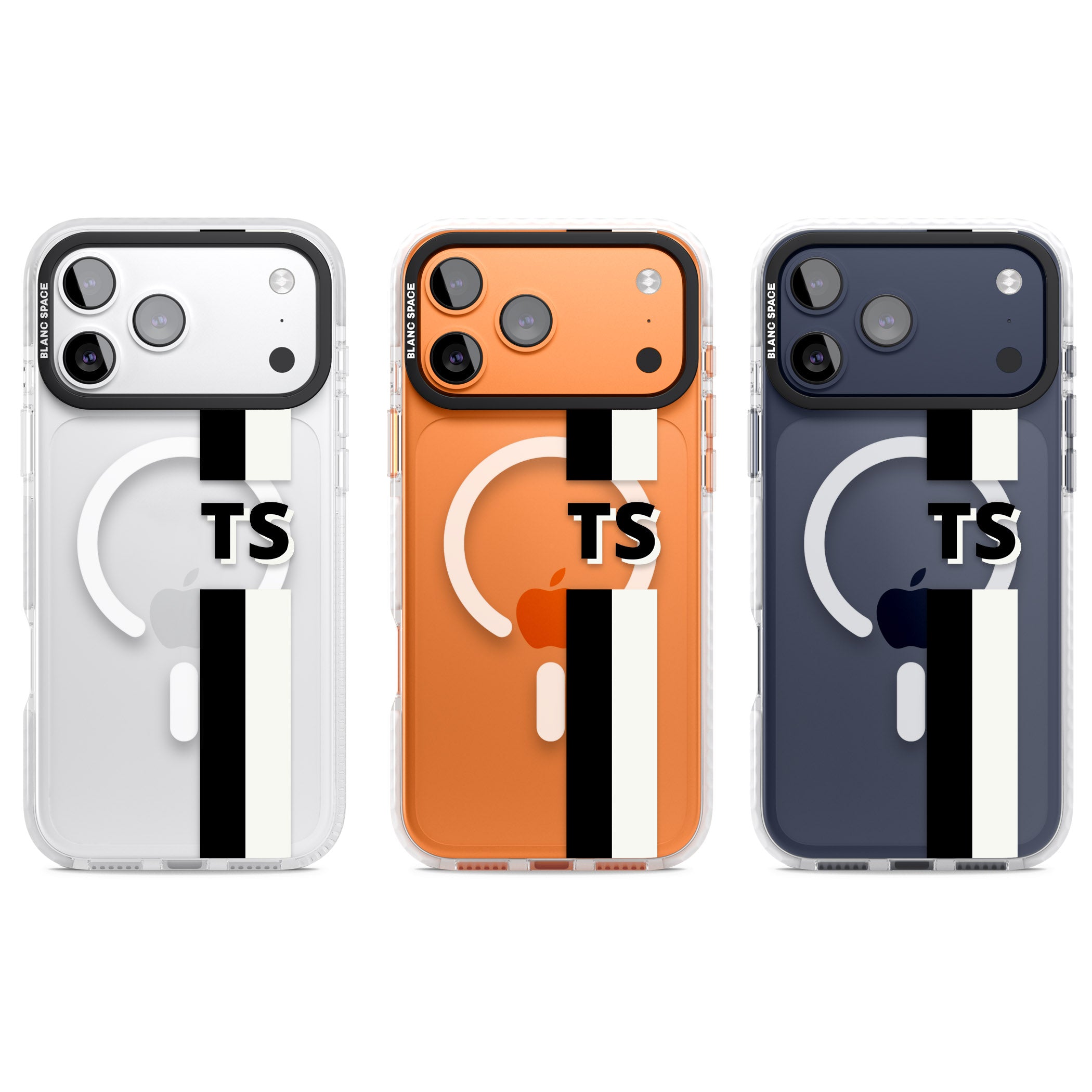 Personalised Black And White Stripe iPhone 17 Pro Impact Pro Clear Phone Case APT Impact Protection