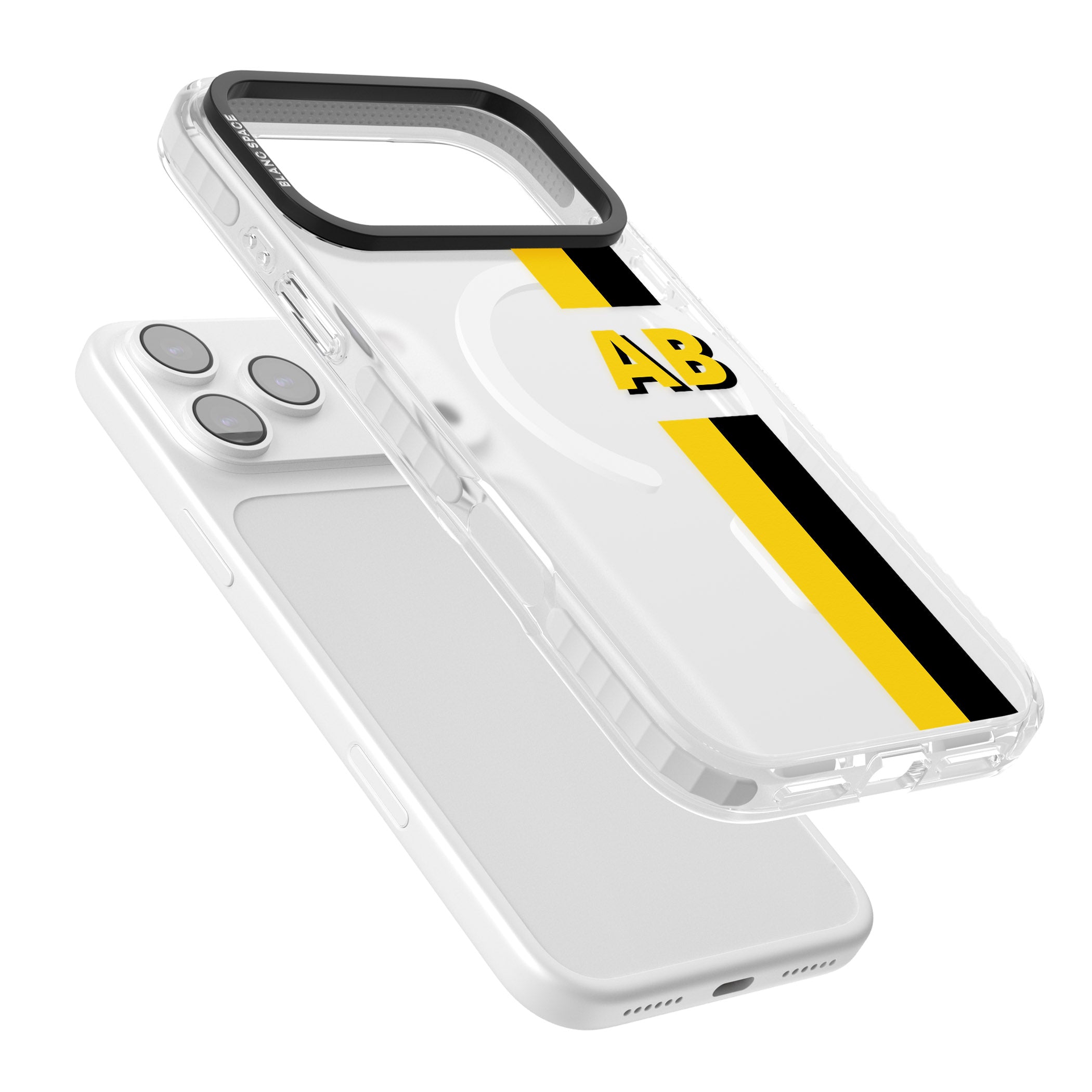 Personalised Bold Name Striped iPhone 17 Pro Impact Pro Clear Phone Case Colours