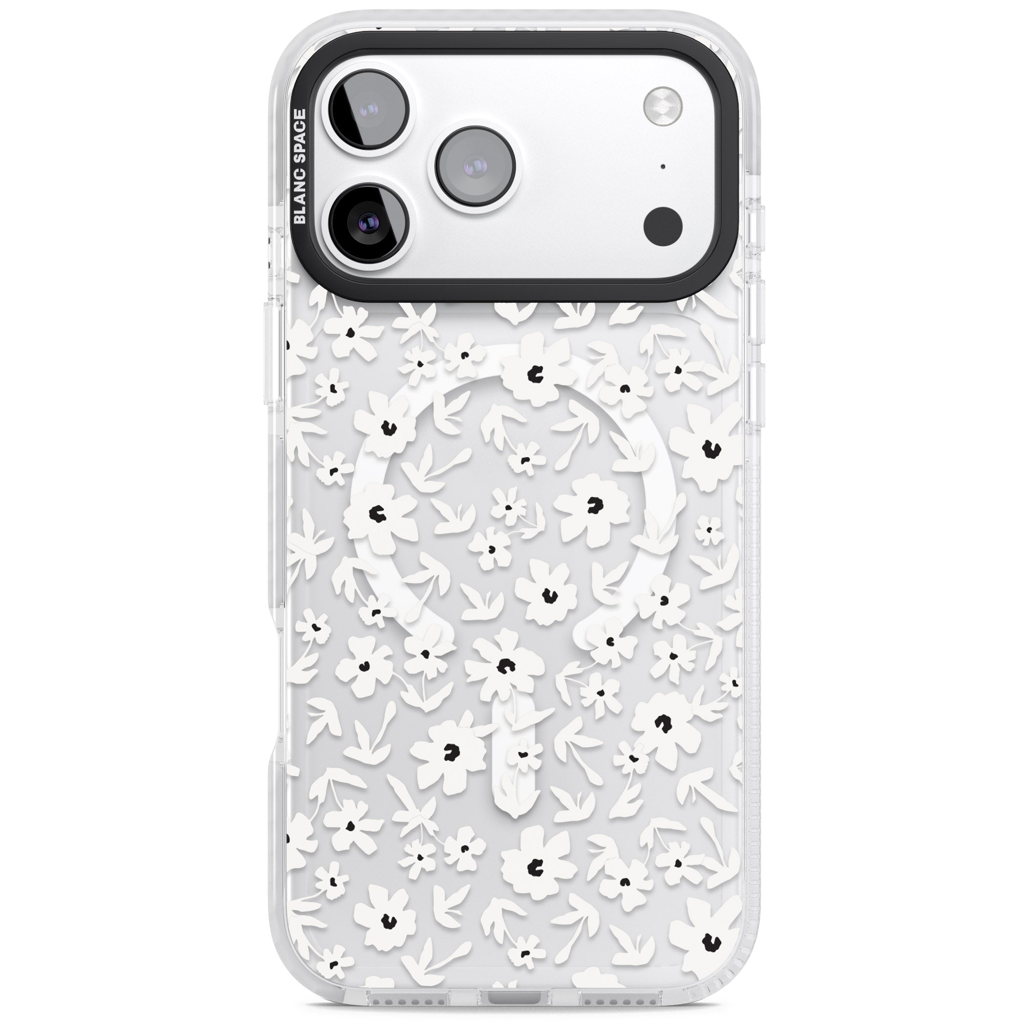 Monochrome Floral iPhone 17 Pro Impact Pro Clear Phone Case