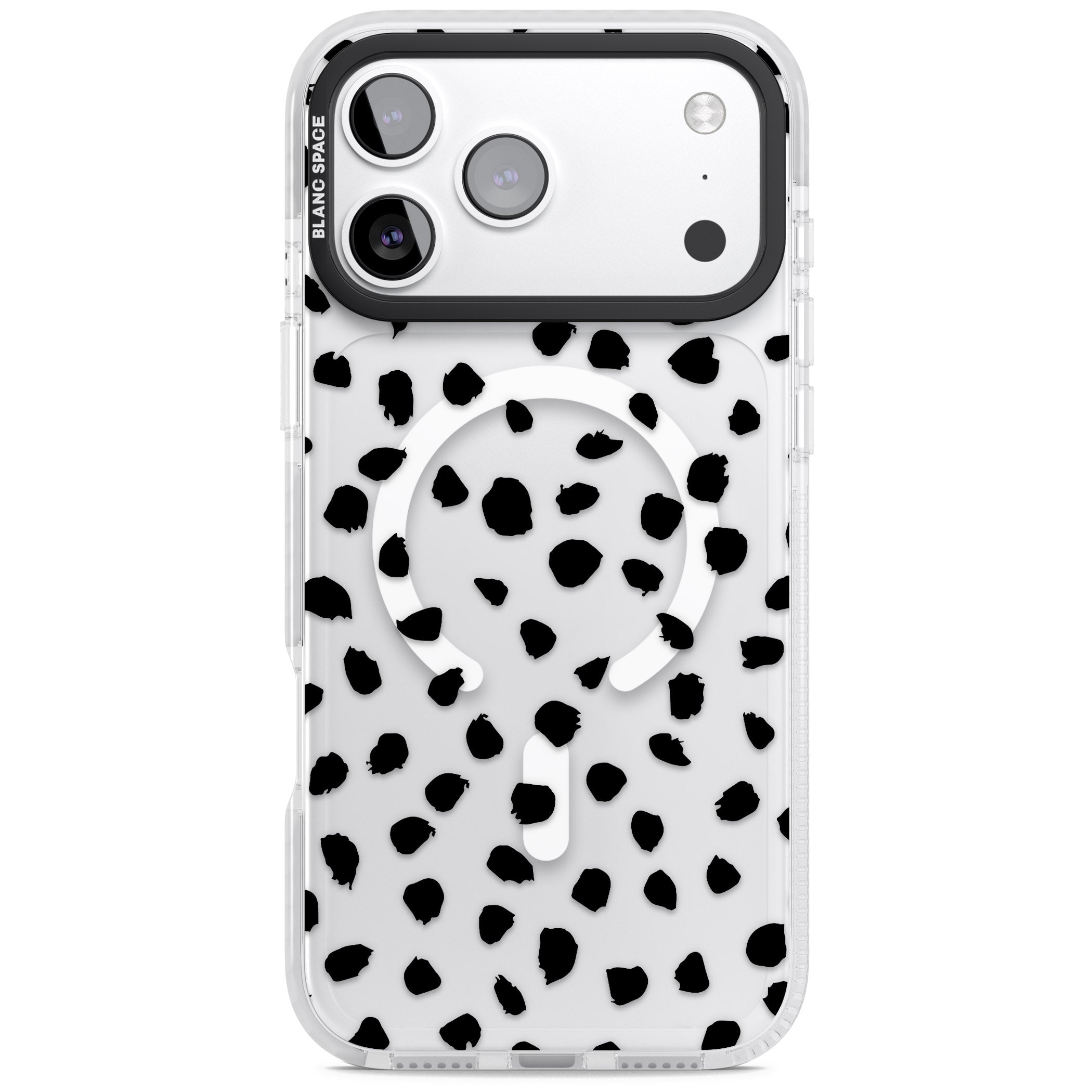 Black Dalmatian Polka Dot iPhone 17 Pro Impact Pro Clear Phone Case