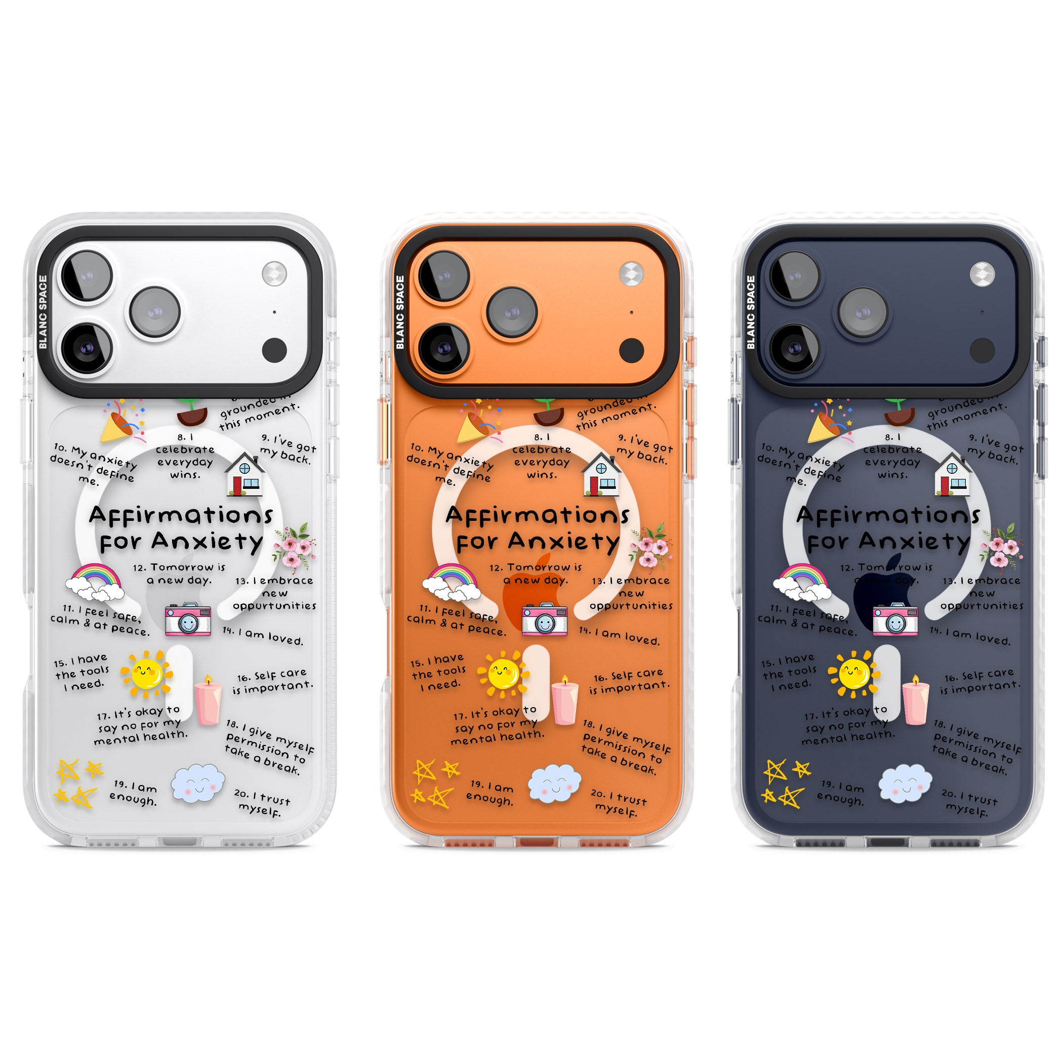 Anxiety Black Text iPhone 17 Pro Impact Pro Clear Phone Case APT Impact Protection