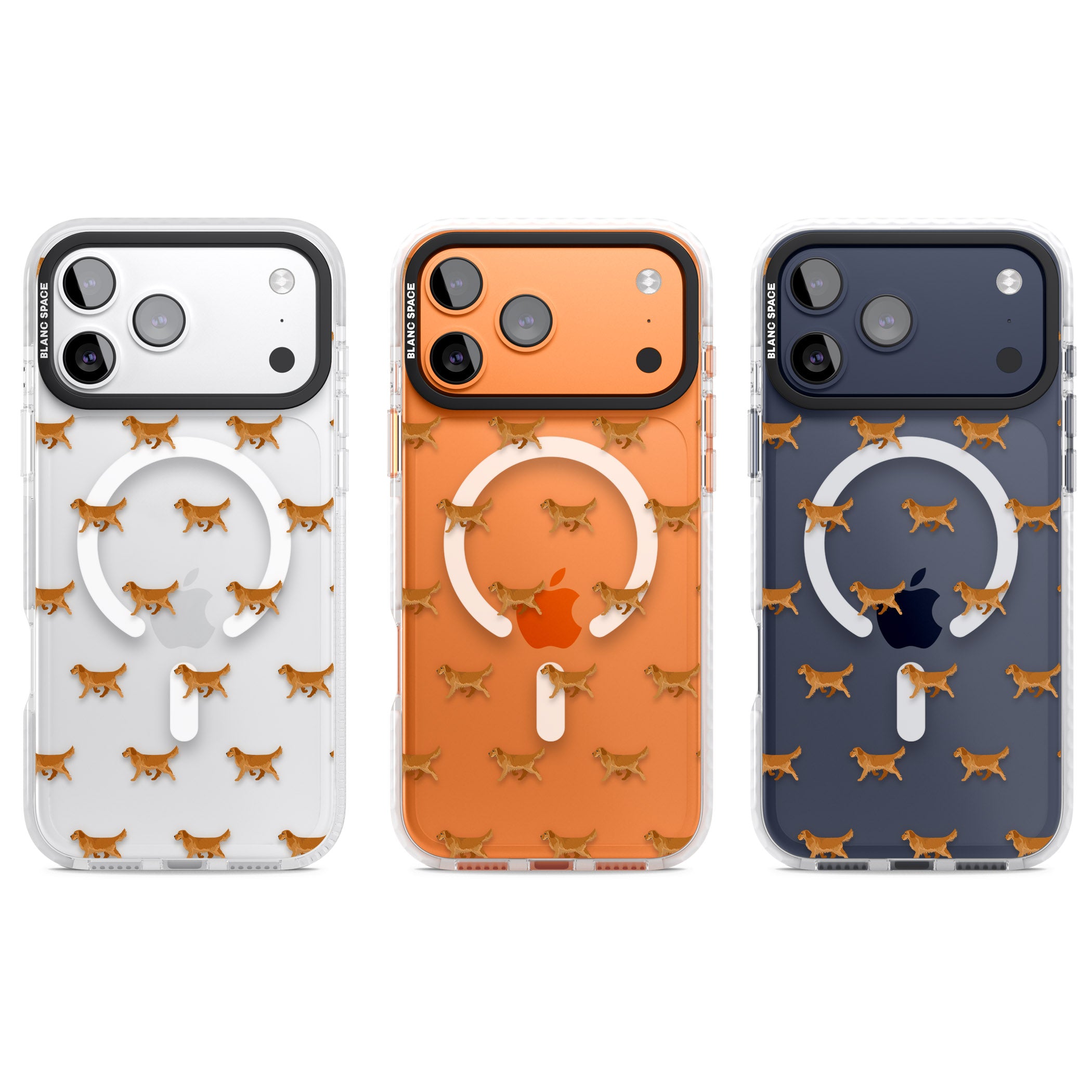 Golden Retriever Dog Pattern Clear iPhone 17 Pro Impact Pro Clear Phone Case APT Impact Protection