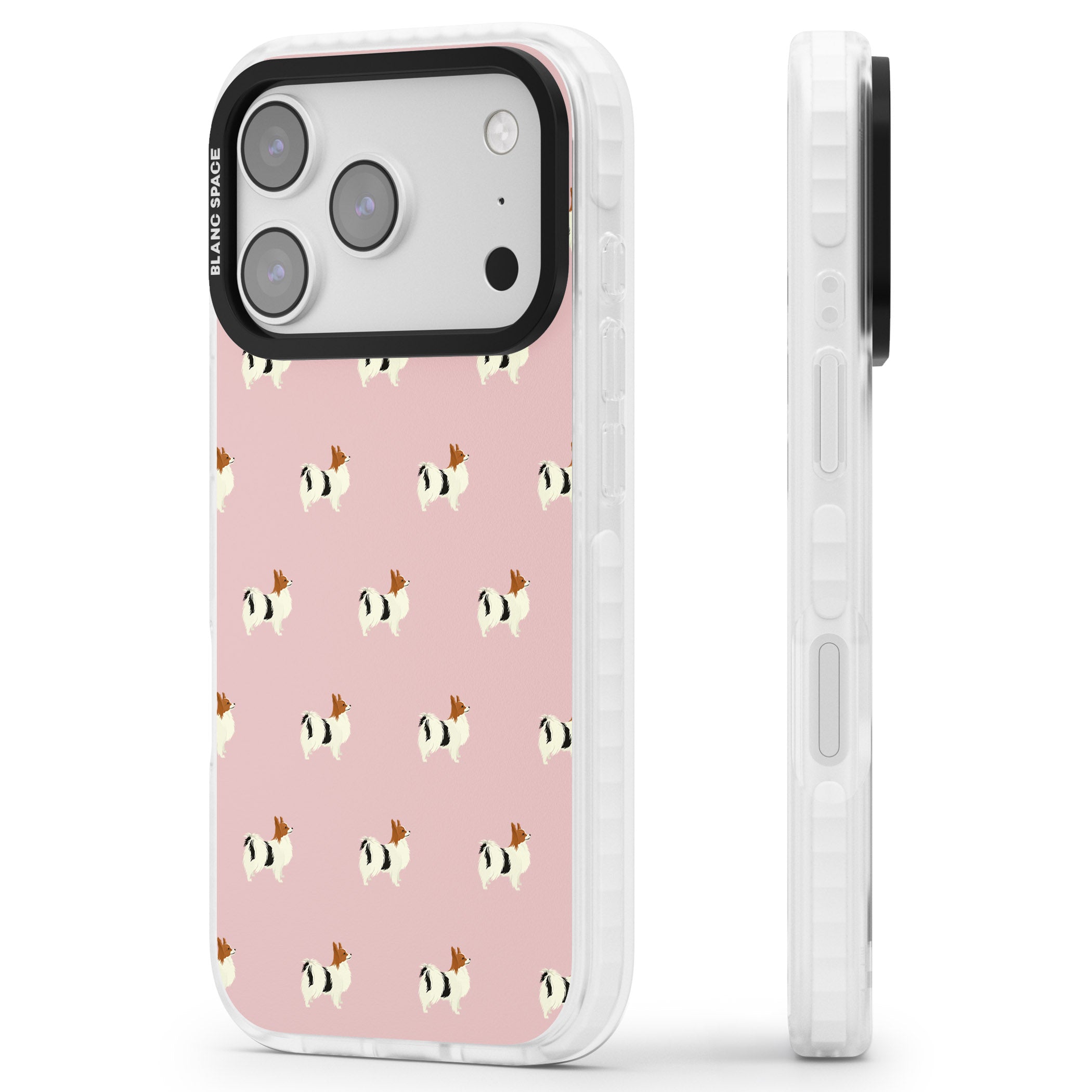 Adorable Dog Print iPhone 17 Pro Impact Pro Clear Phone Case Side Profile