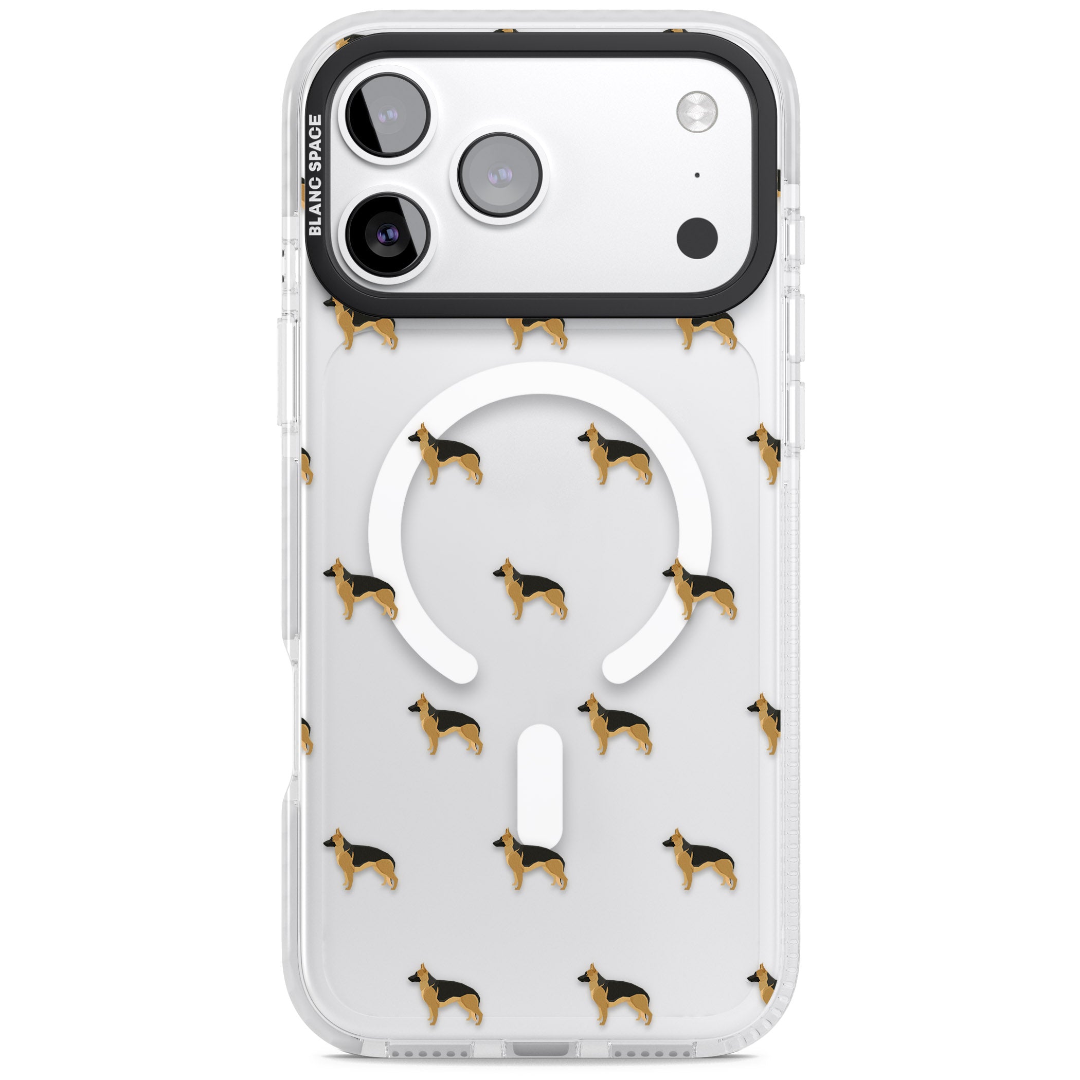 German Shepherd Pattern Clear iPhone 17 Pro Impact Pro Clear Phone Case