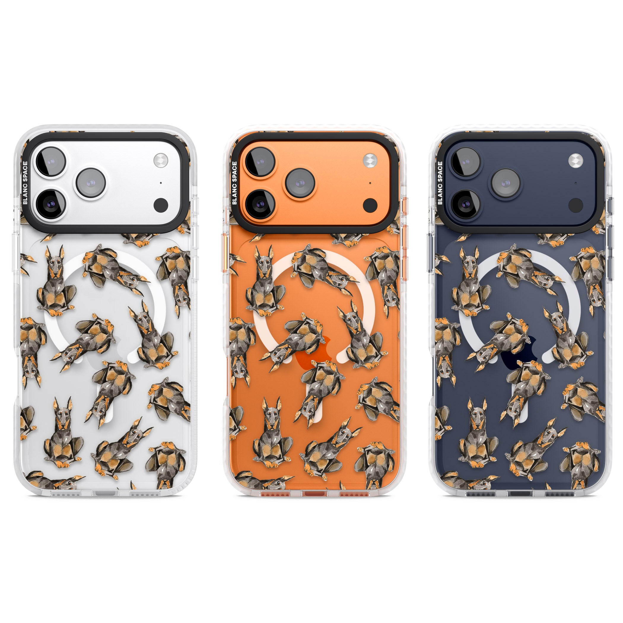 Doberman Watercolor Dog iPhone 17 Pro Impact Pro Clear Phone Case APT Impact Protection