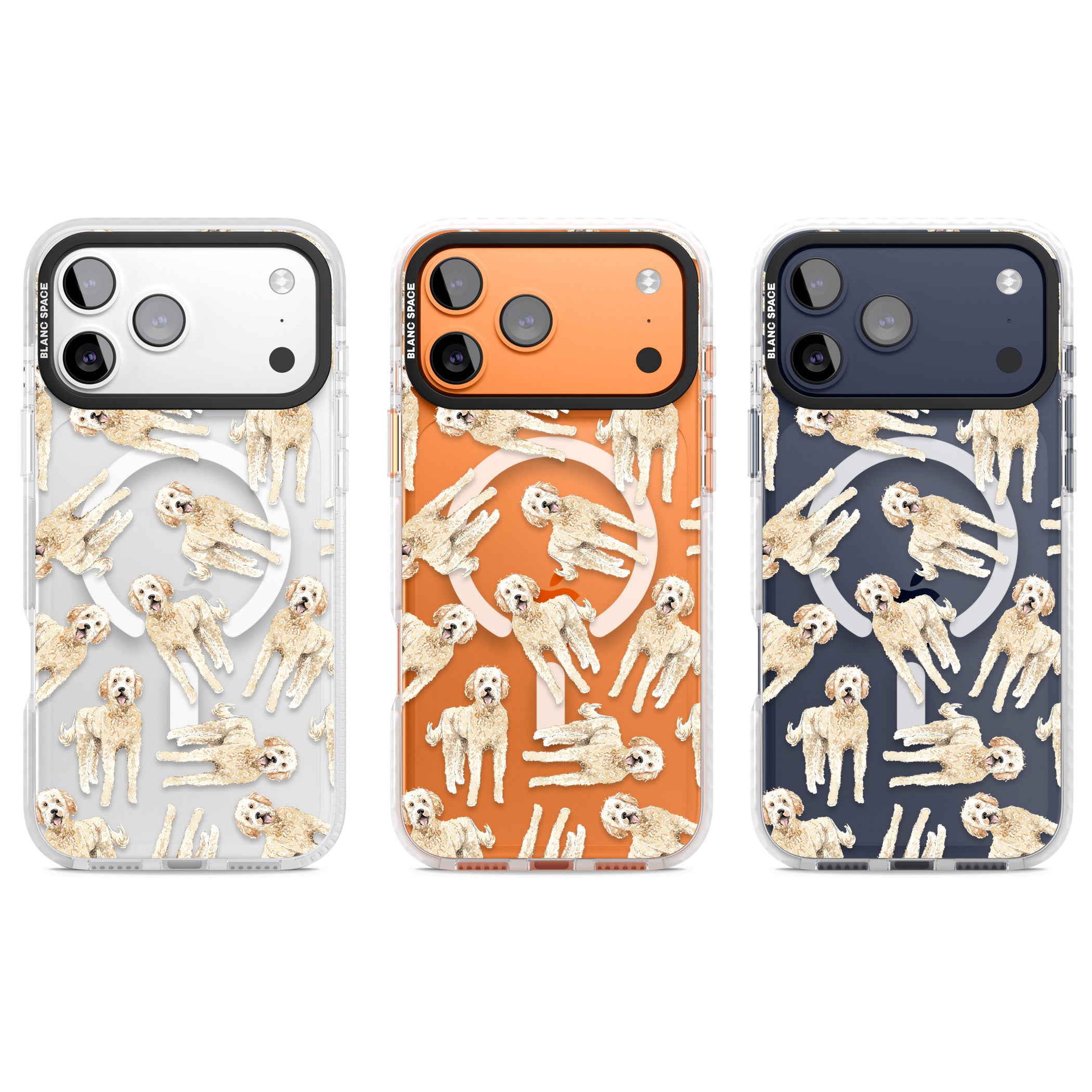 Goldendoodle Watercolour Dog Pattern iPhone 17 Pro Impact Pro Clear Phone Case APT Impact Protection