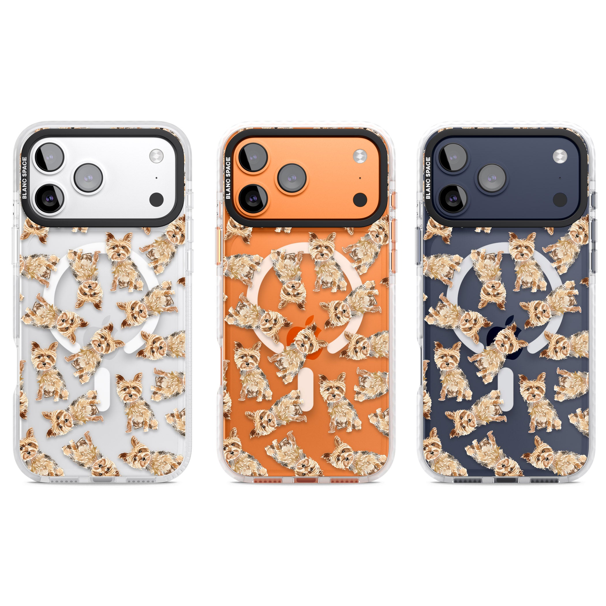Yorkshire Terrier Dog Pattern iPhone 17 Pro Impact Pro Clear Phone Case APT Impact Protection