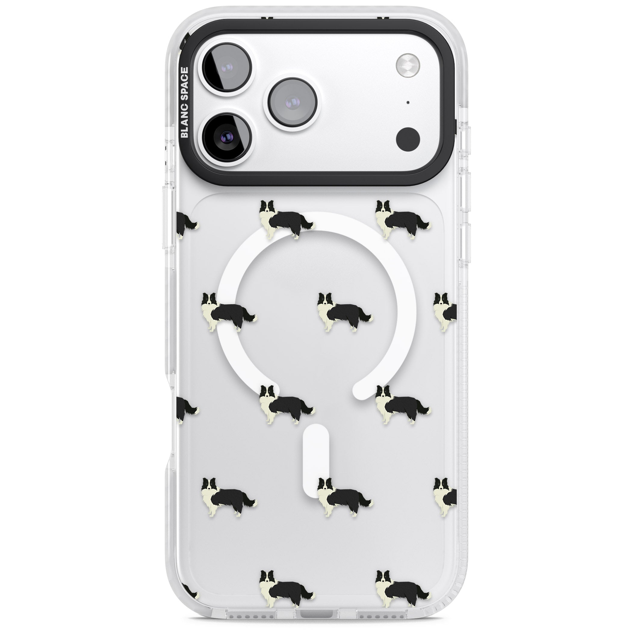 Border Collie Pattern Clear iPhone 17 Pro Impact Pro Clear Phone Case