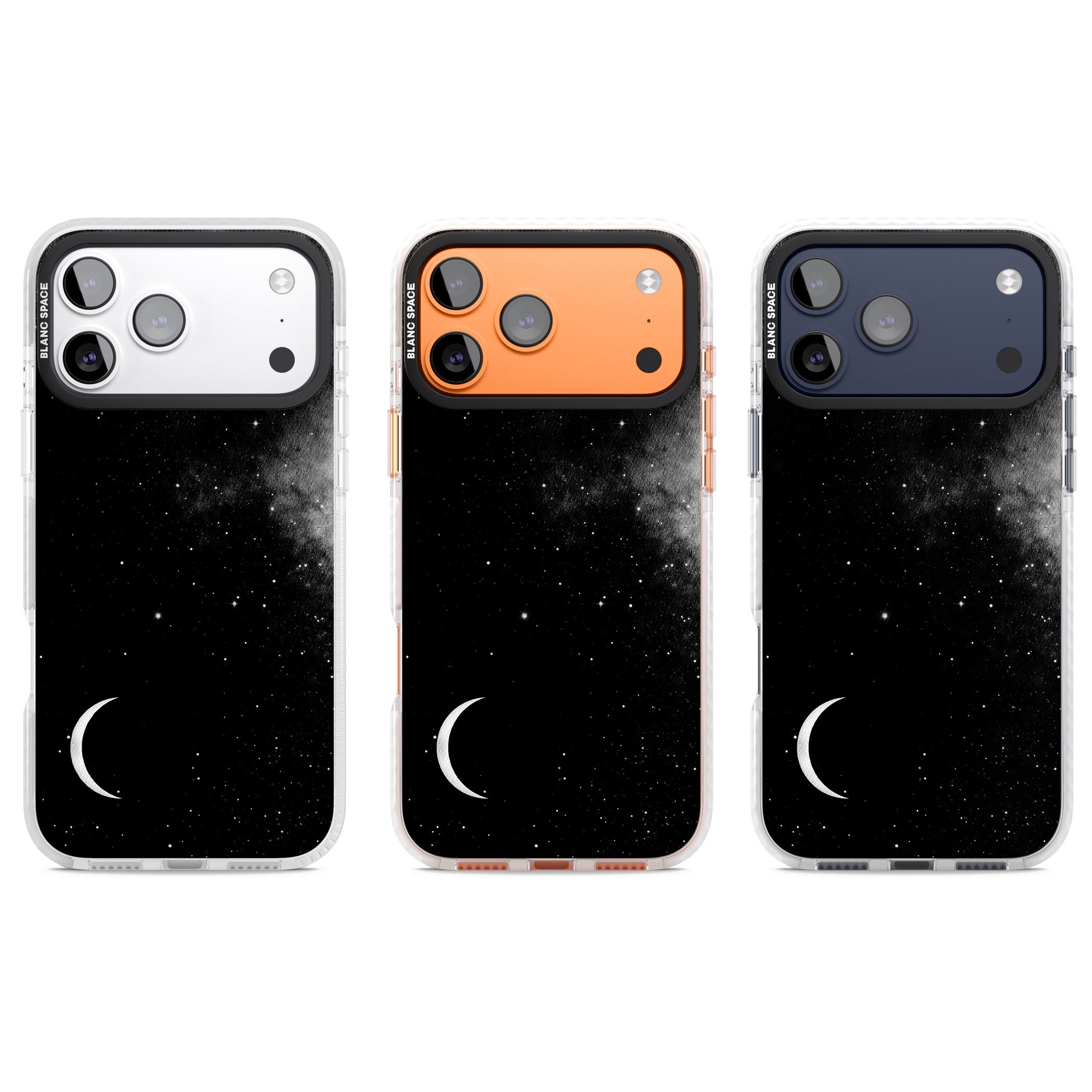 Night Sky Galaxies: Crescent Moon iPhone 17 Pro Impact Pro Clear Phone Case APT Impact Protection