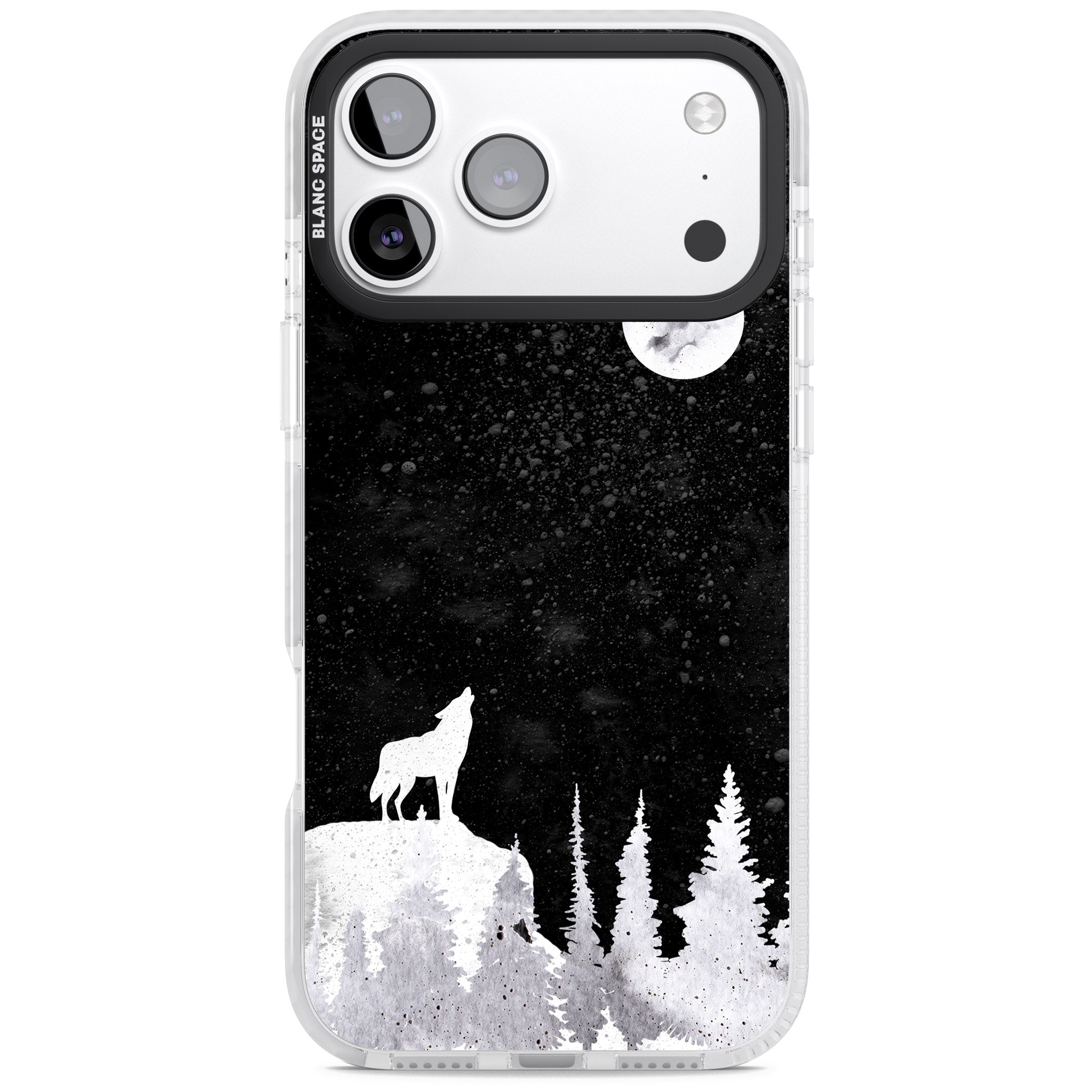 Moon Phases: Wolf & Full Moon iPhone 17 Pro Impact Pro Clear Phone Case