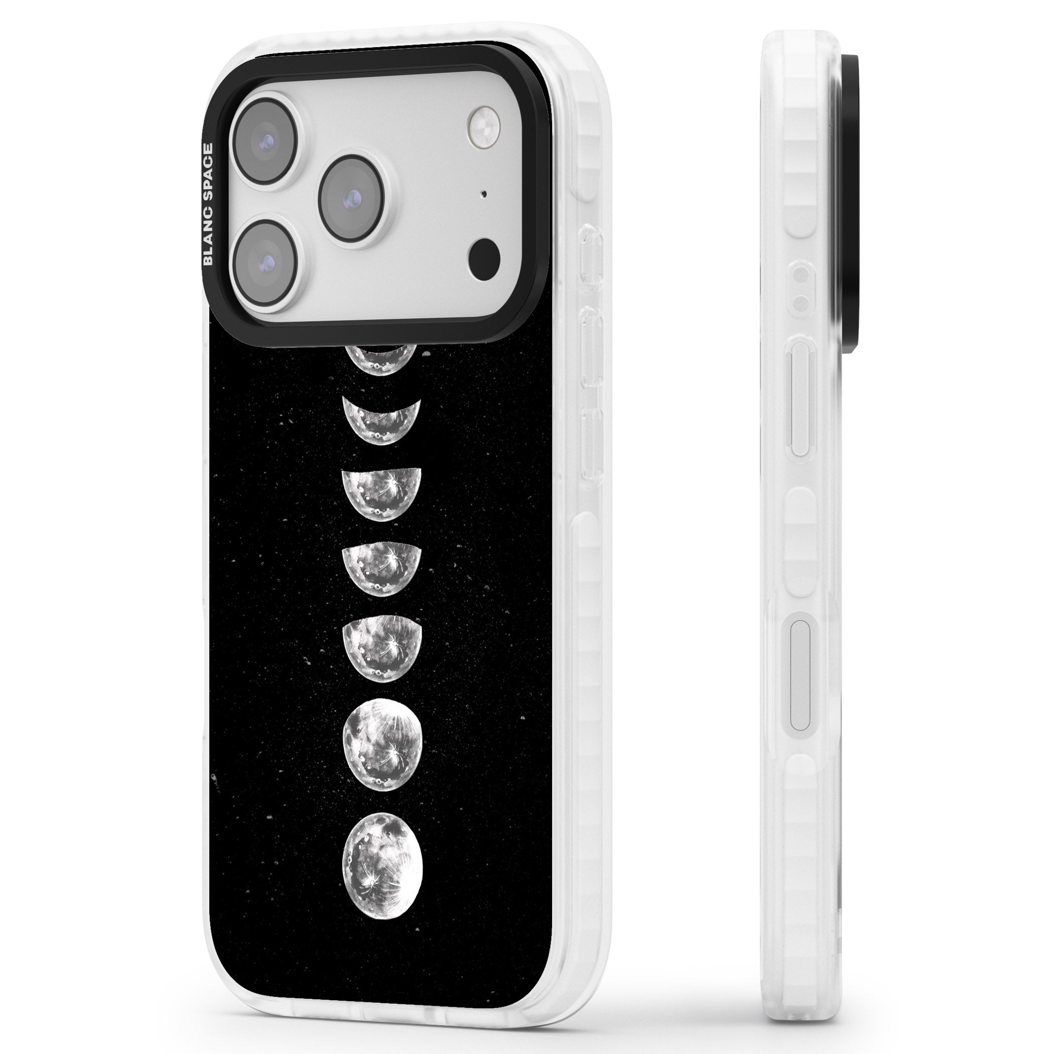 Light Watercolour Moons iPhone 17 Pro Impact Pro Clear Phone Case Side Profile