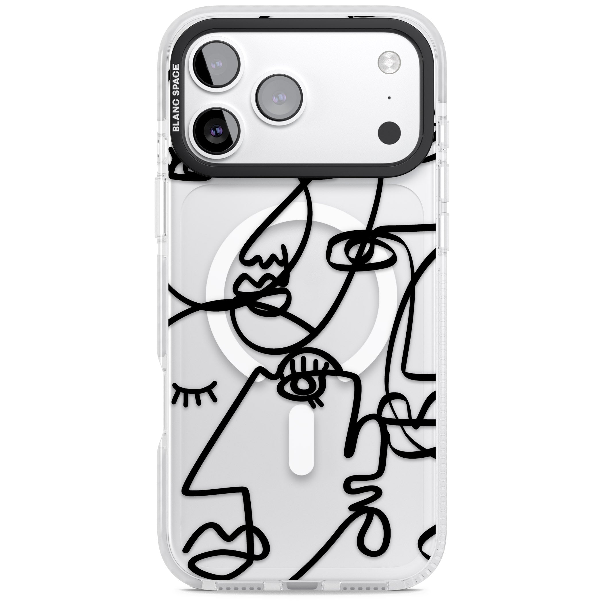 Abstract Line Art Black Clear iPhone 17 Pro Impact Pro Clear Phone Case