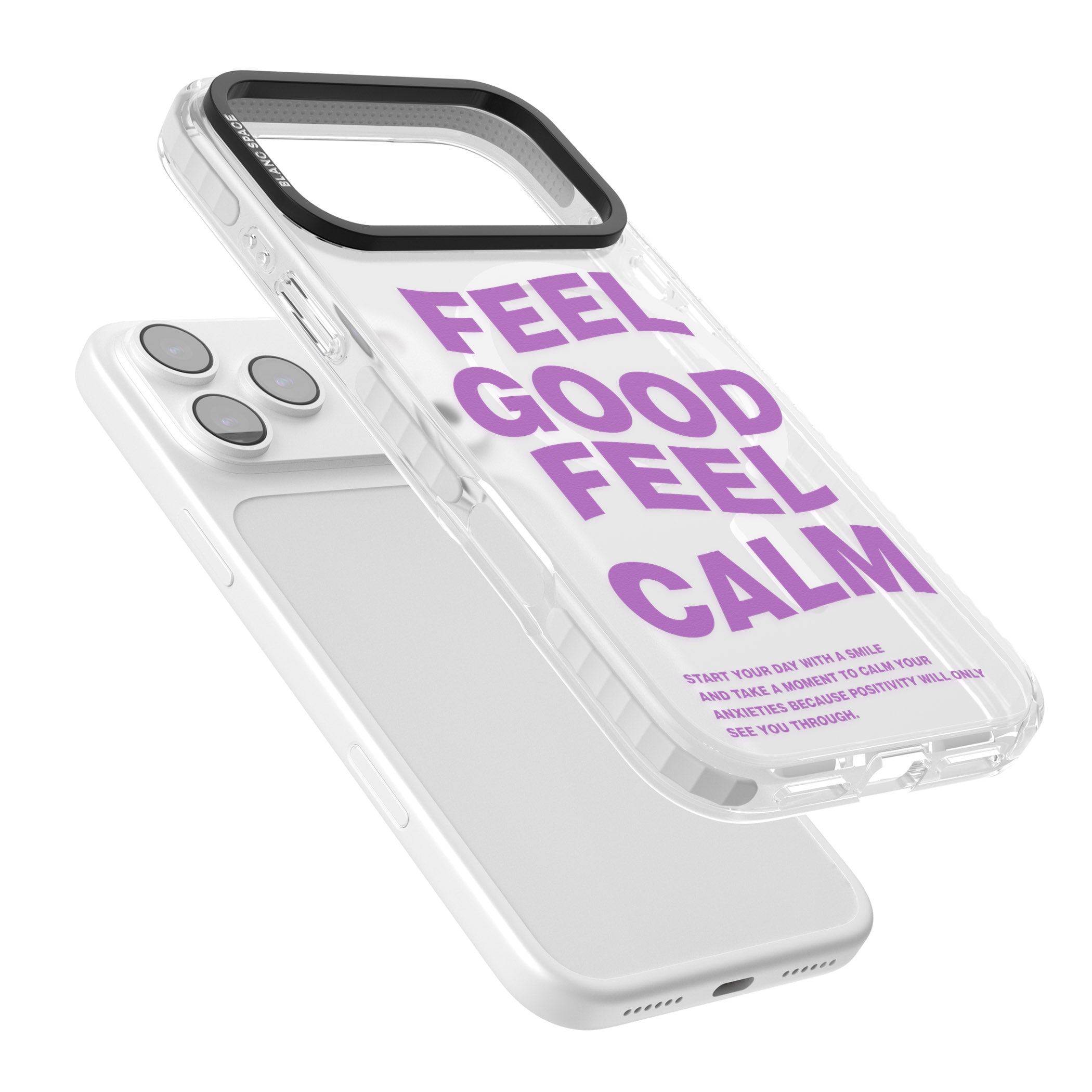 Feel Good Feel Calm (Purple) iPhone 17 Pro Impact Pro Clear Phone Case Colours