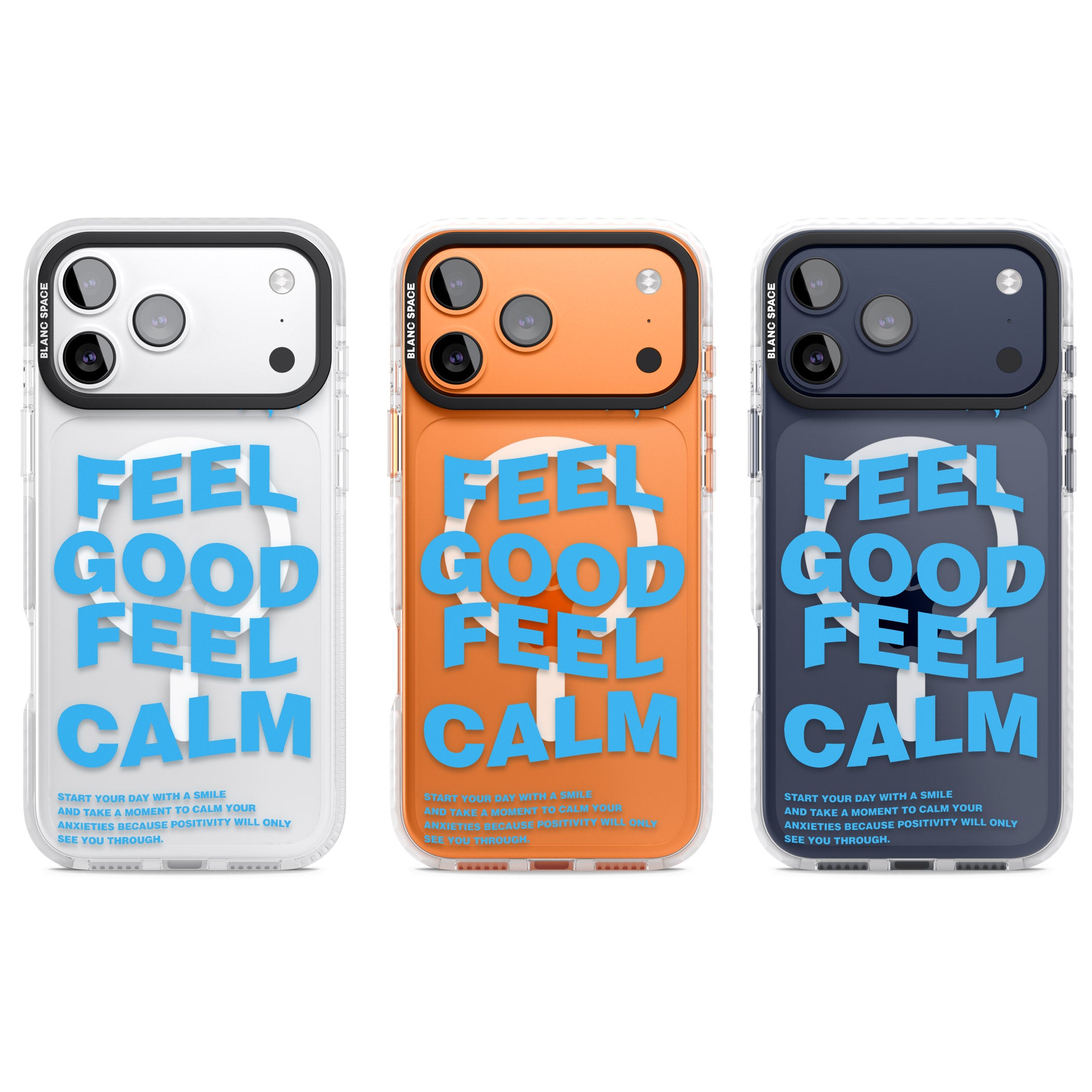 Feel Good Feel Calm (Blue) iPhone 17 Pro Impact Pro Clear Phone Case APT Impact Protection