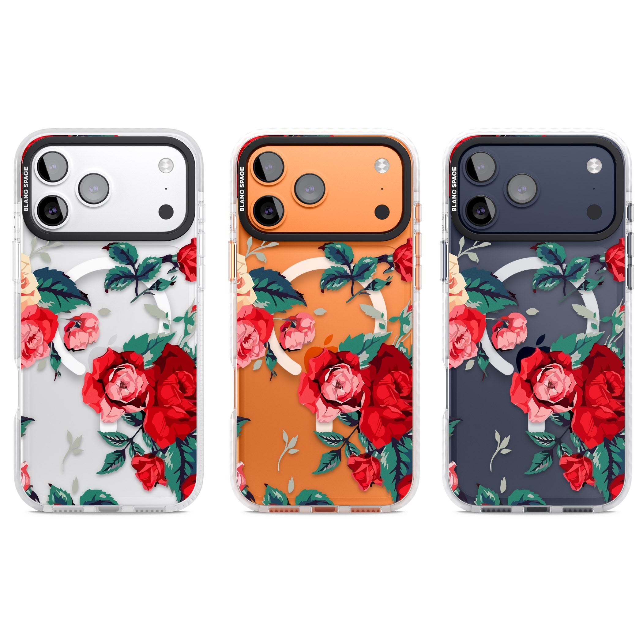 Rose Pattern iPhone 17 Pro Impact Pro Clear Phone Case APT Impact Protection