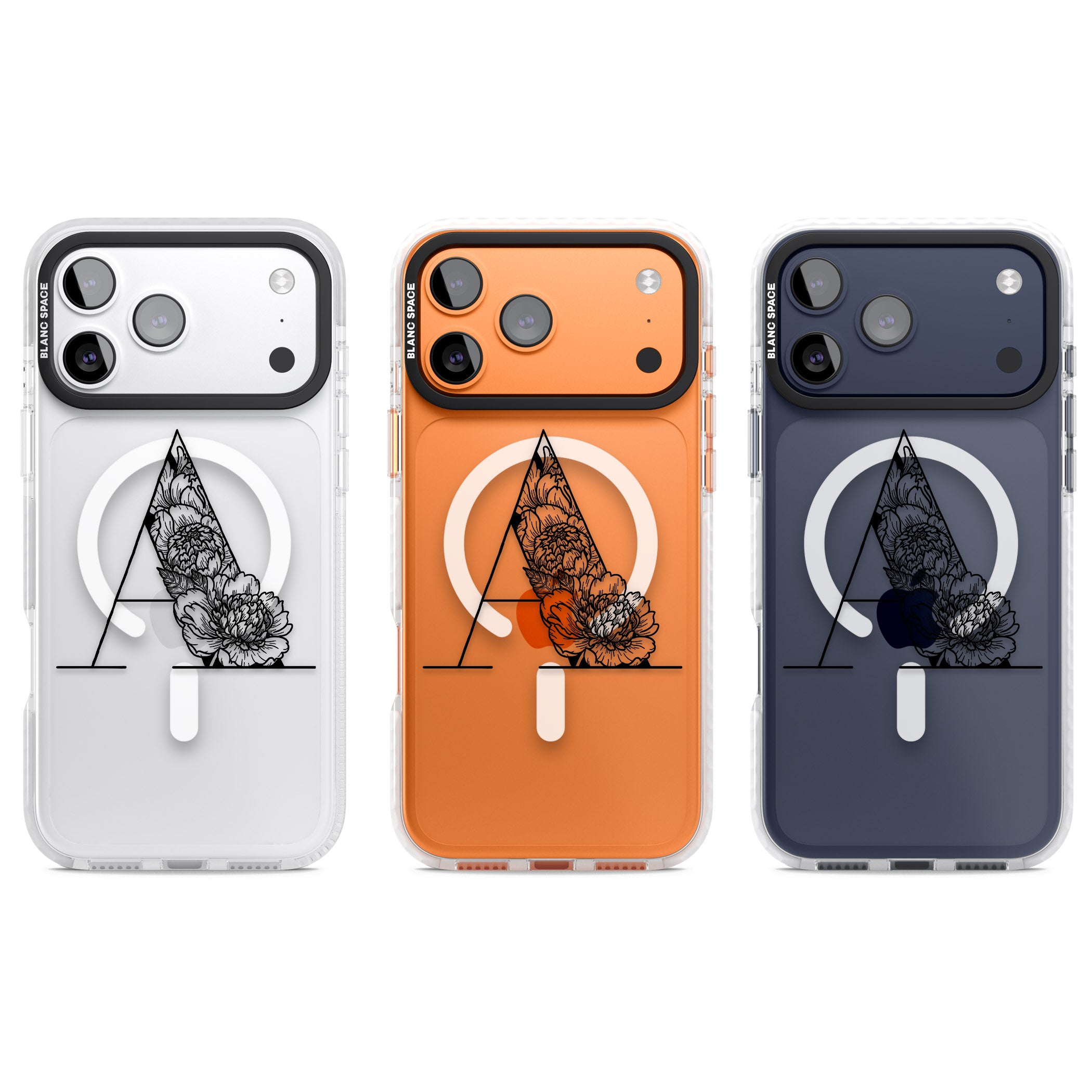 Personalised Floral Monogram iPhone 17 Pro Impact Pro Clear Phone Case APT Impact Protection