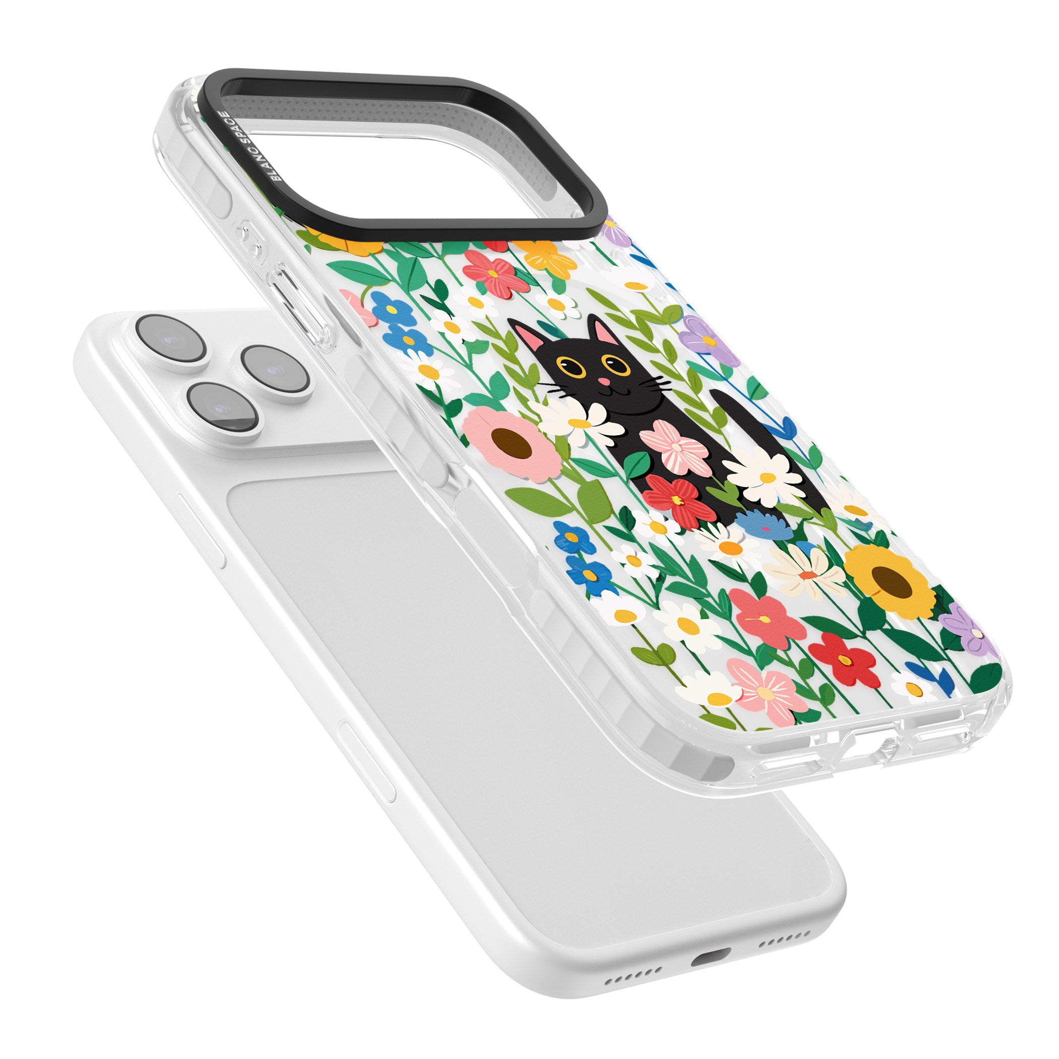 Whiskers & Wildflowers Cat iPhone 17 Pro Impact Pro Clear Phone Case Colours
