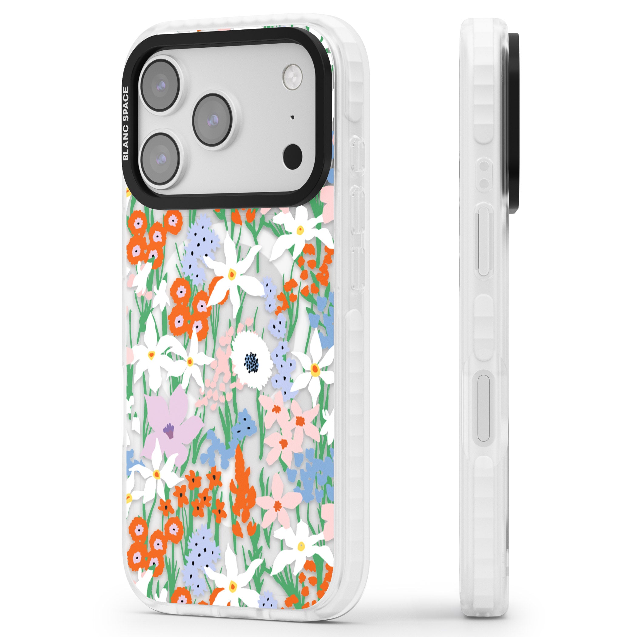 Floral Bouquet: Vibrant Blooms iPhone 17 Pro Impact Pro Clear Phone Case Side Profile