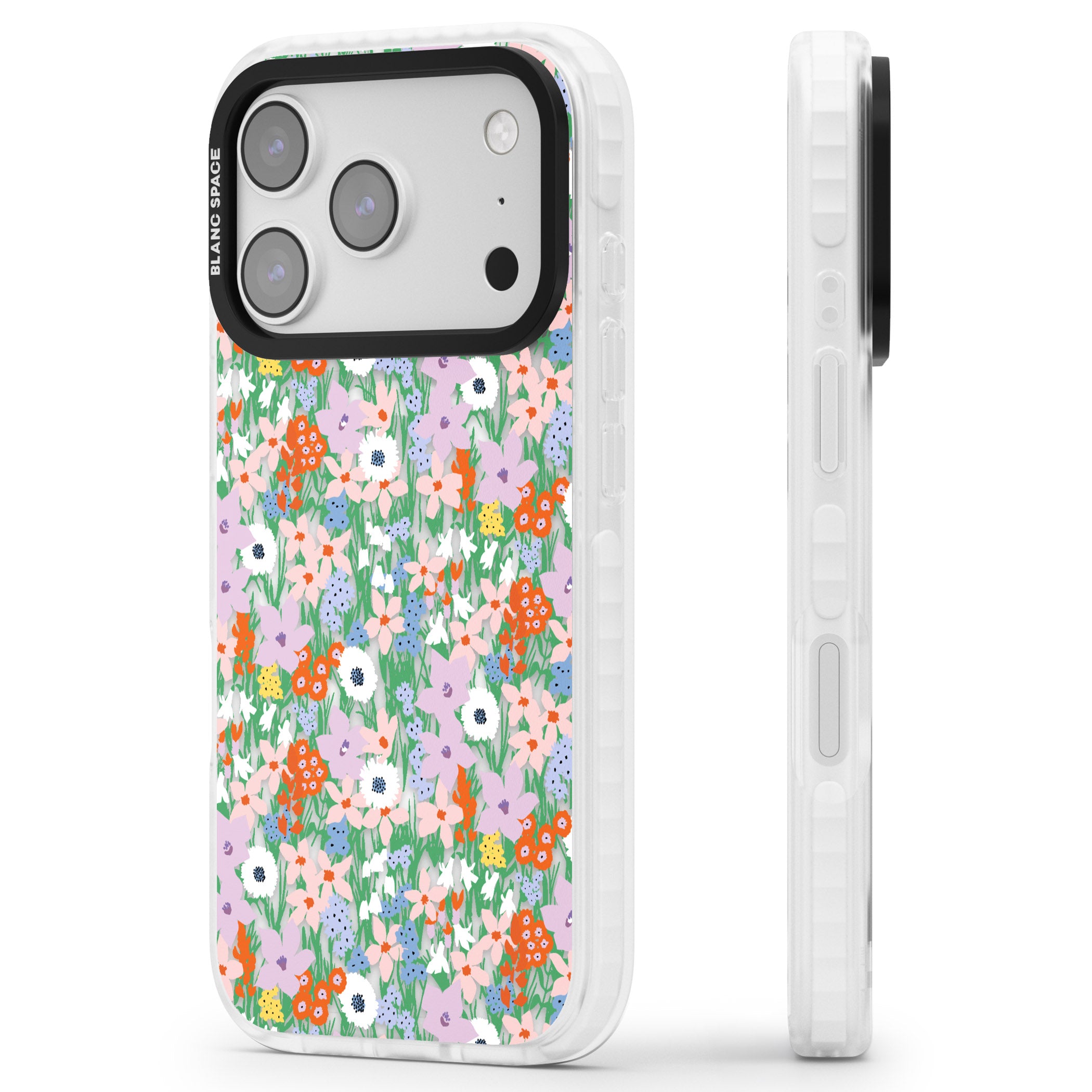 Floral Bloom Jazzy iPhone 17 Pro Impact Pro Clear Phone Case Side Profile
