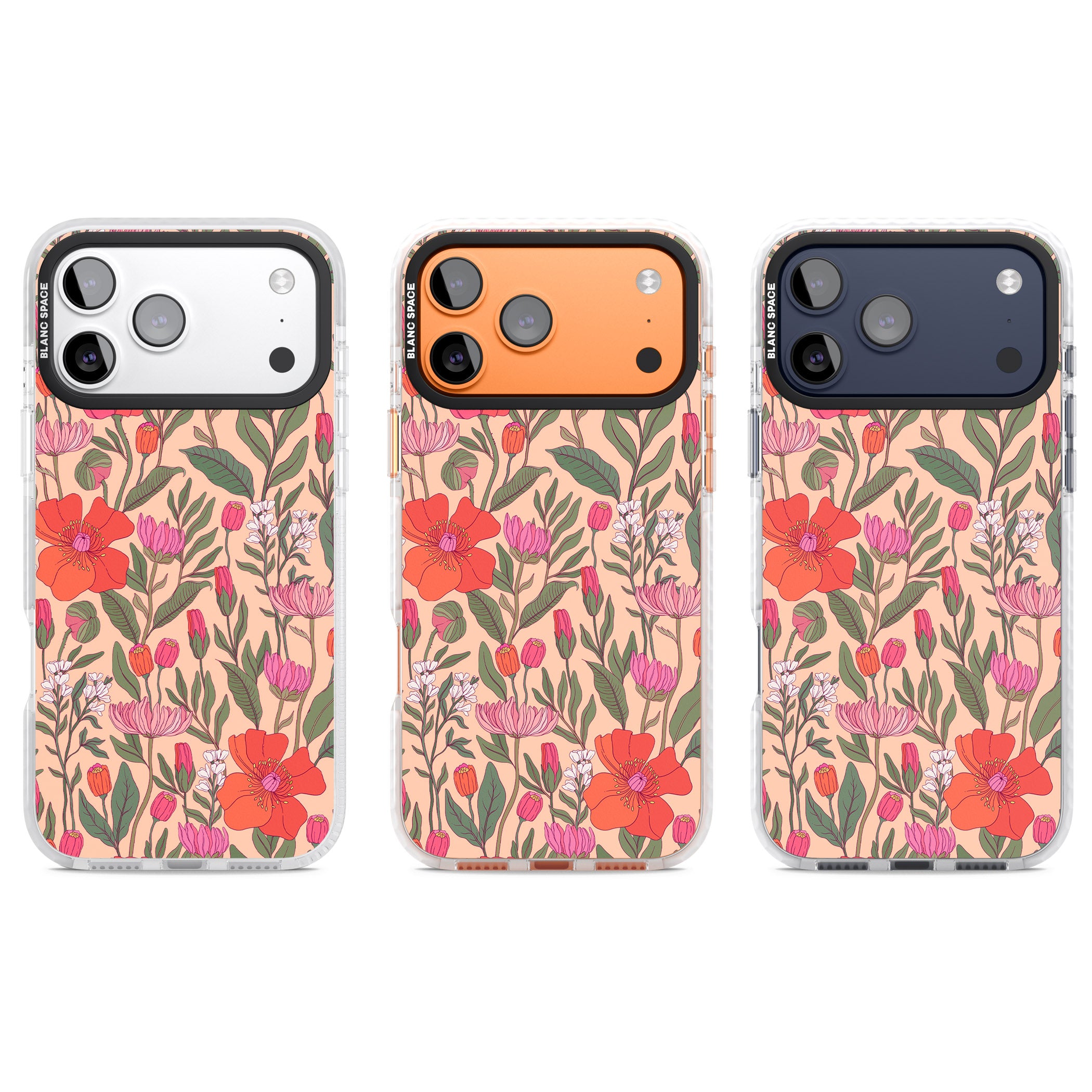 Peachy Floral Background iPhone 17 Pro Impact Pro Clear Phone Case APT Impact Protection