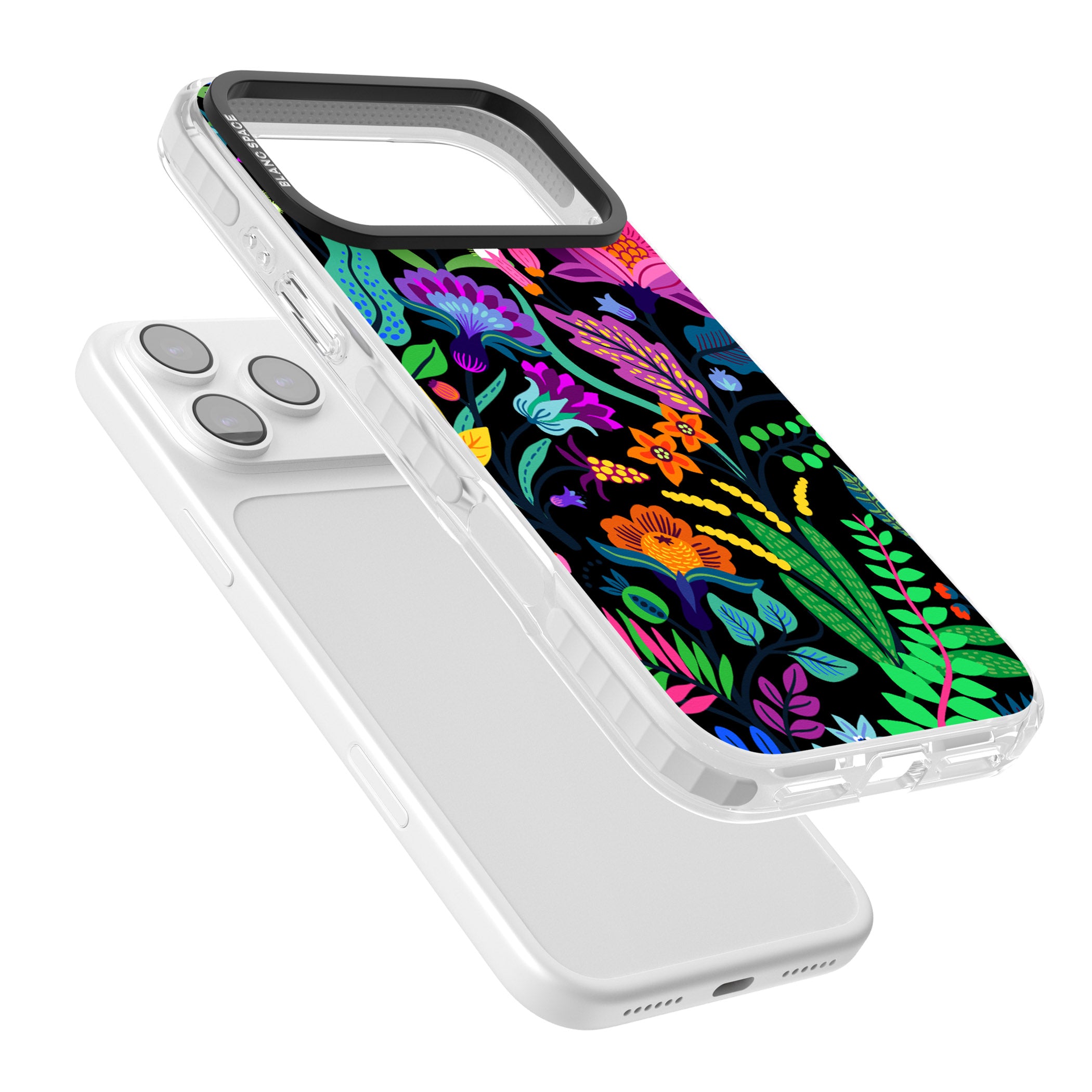 Floral Vibe (Black) iPhone 17 Pro Impact Pro Clear Phone Case Colours