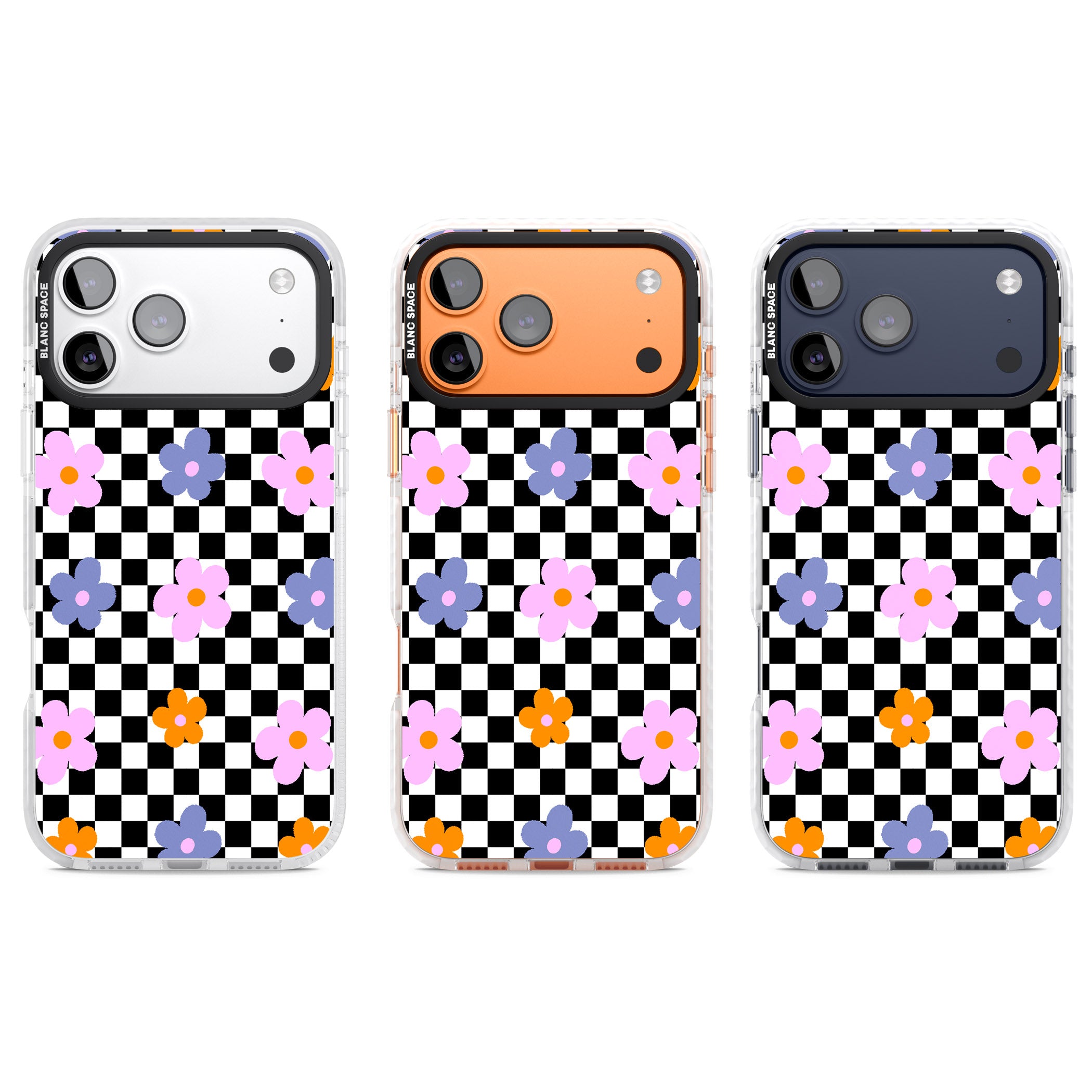 Checkered Blossom iPhone 17 Pro Impact Pro Clear Phone Case APT Impact Protection