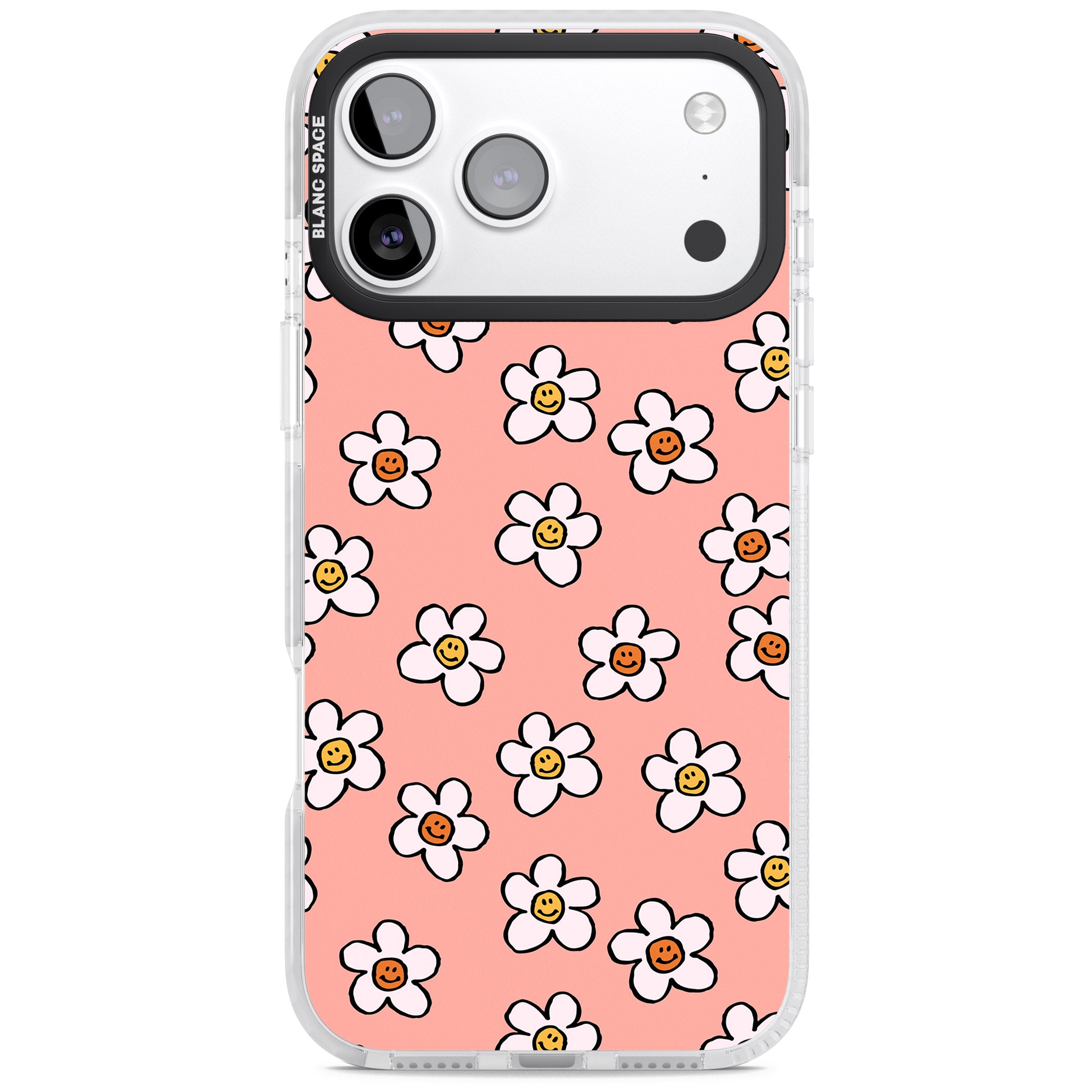 Peachy Daisy Smiles iPhone 17 Pro Impact Pro Clear Phone Case