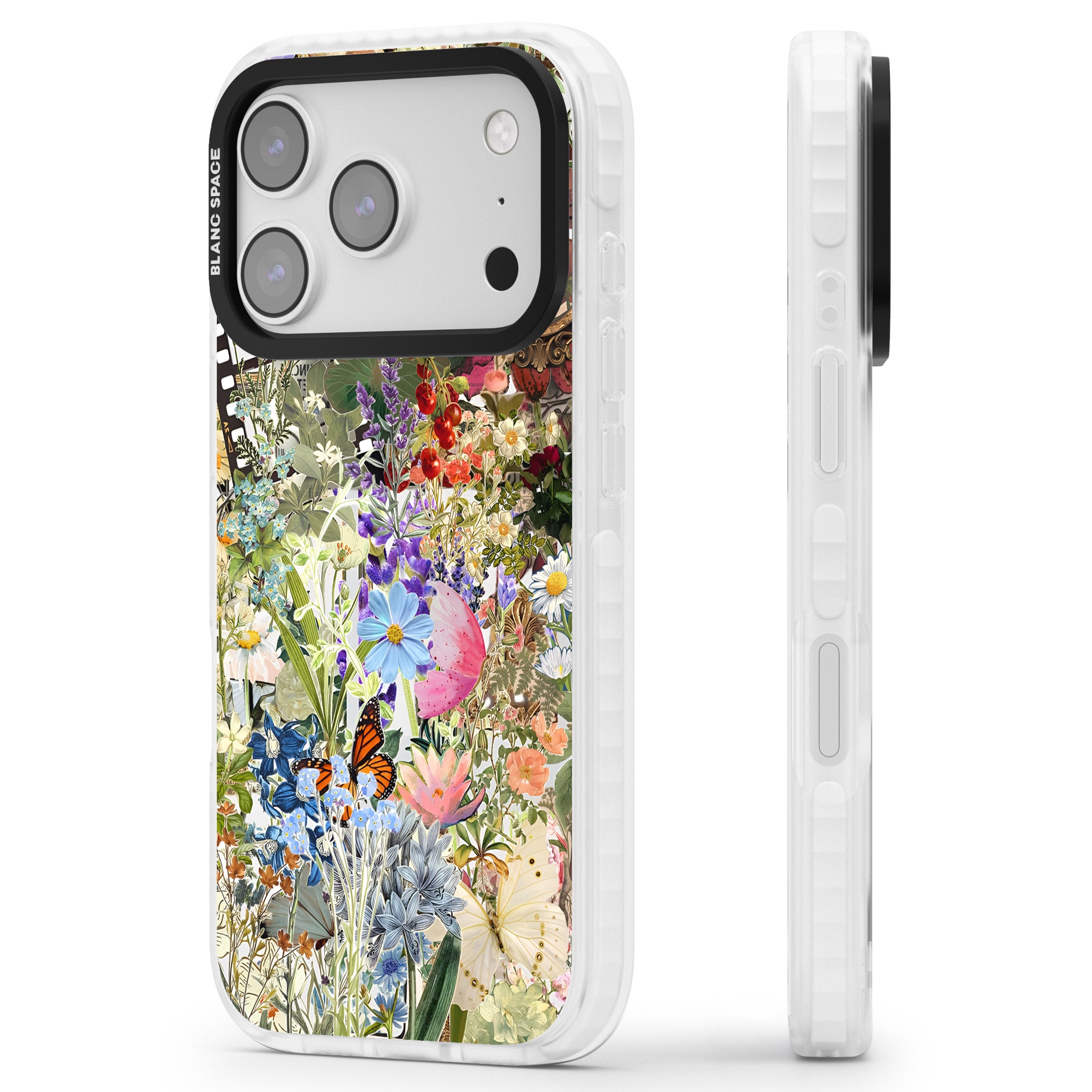 Flower Mix Collage iPhone 17 Pro Impact Pro Clear Phone Case Side Profile