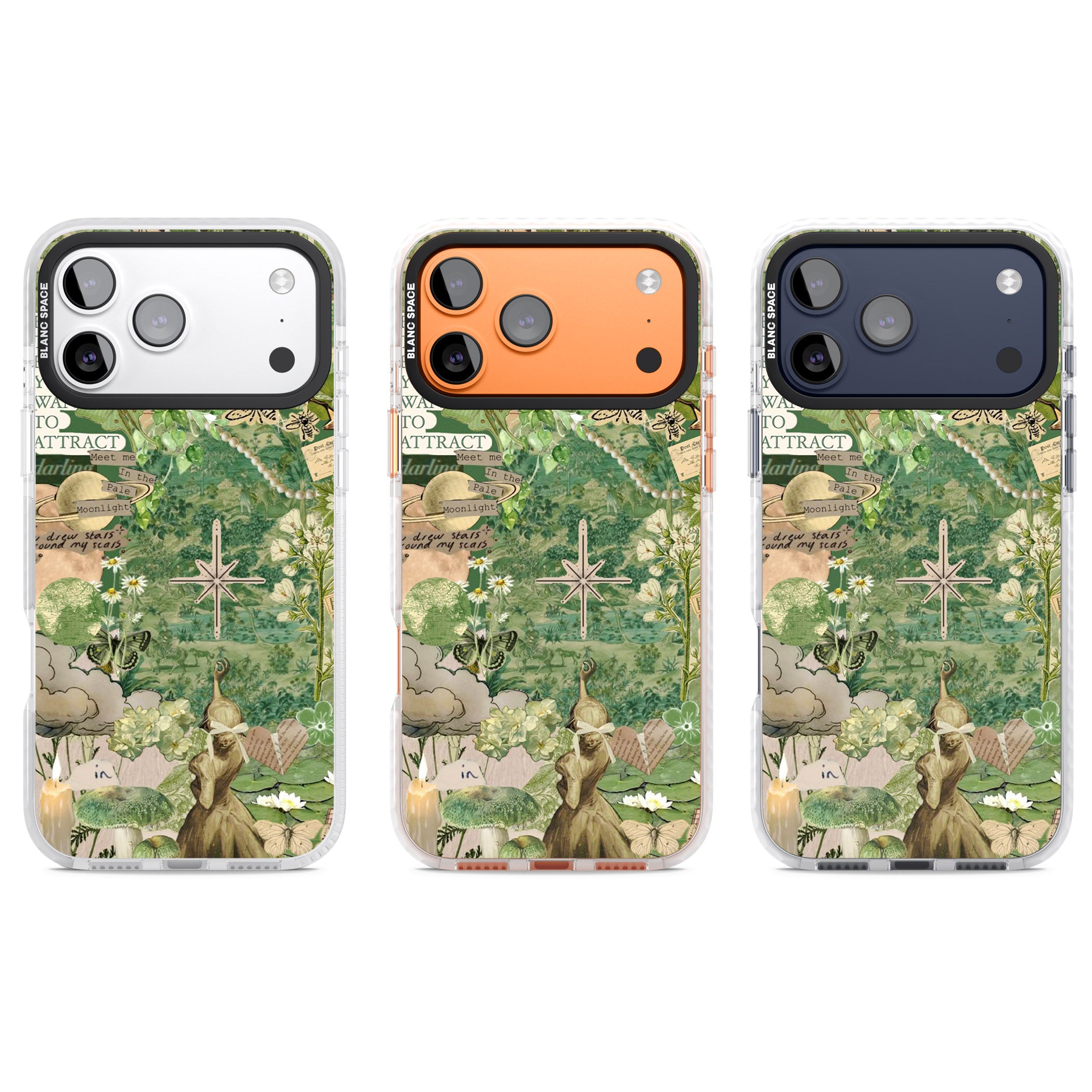 Green Vintage Collage iPhone 17 Pro Impact Pro Clear Phone Case APT Impact Protection
