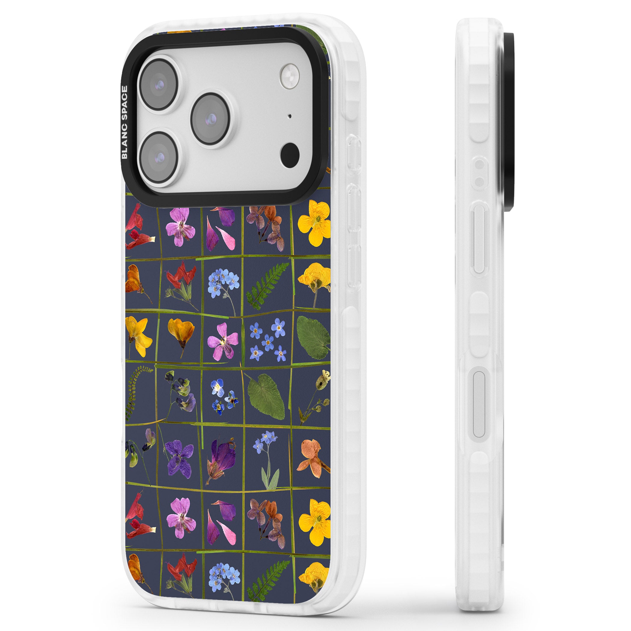 Wildflower Grid iPhone 17 Pro Impact Pro Clear Phone Case Side Profile