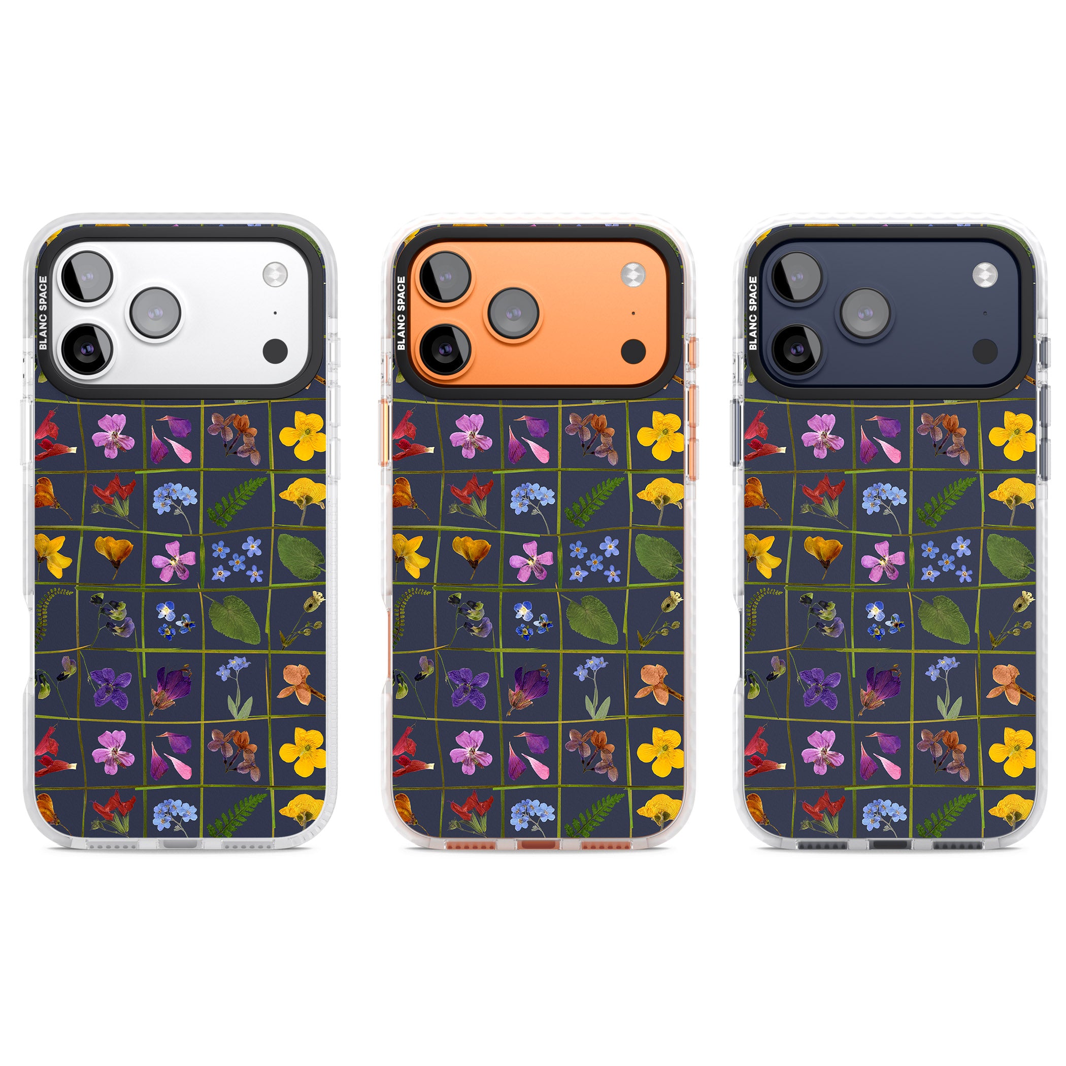 Wildflower Grid iPhone 17 Pro Impact Pro Clear Phone Case APT Impact Protection