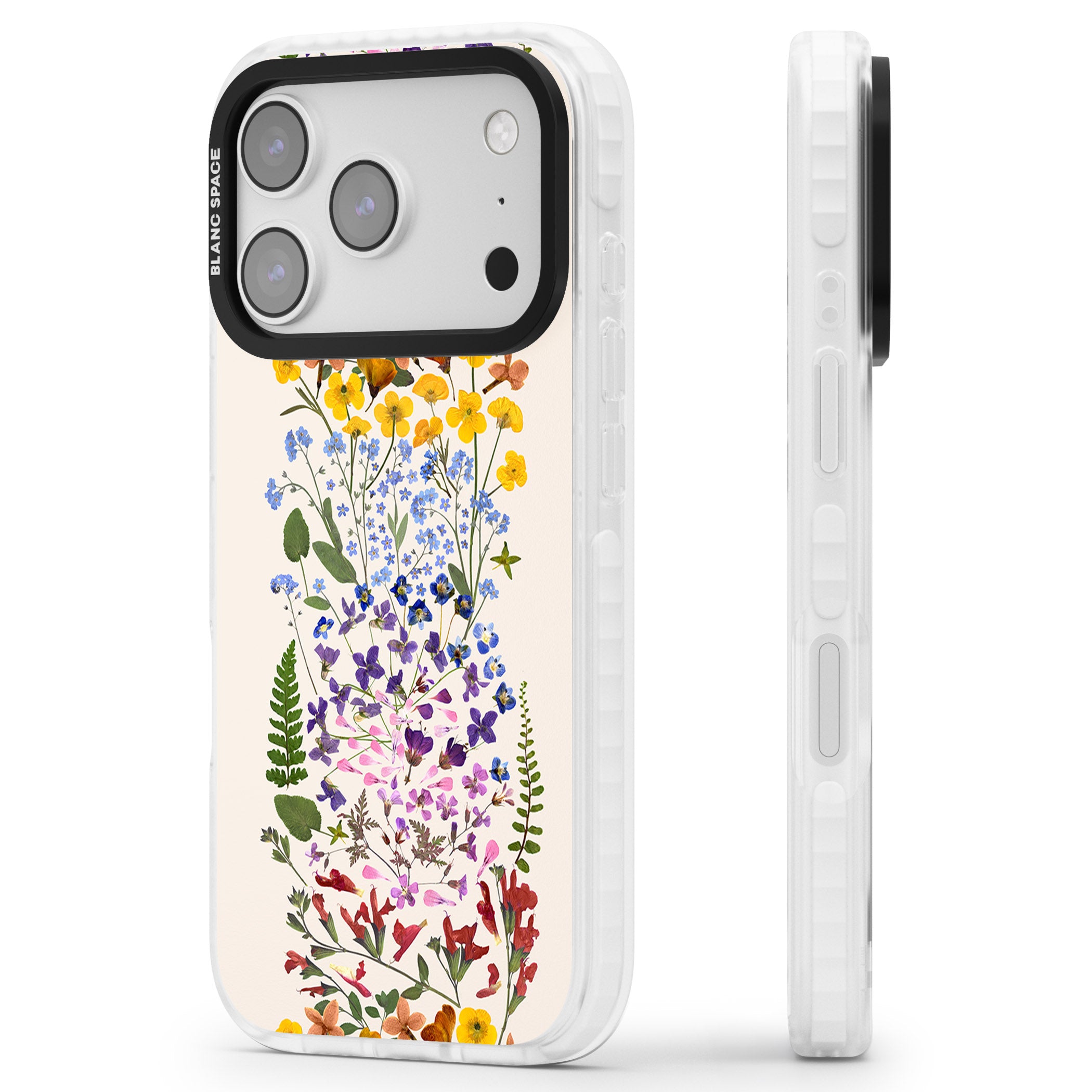 Cream Wildflower iPhone 17 Pro Impact Pro Clear Phone Case Side Profile