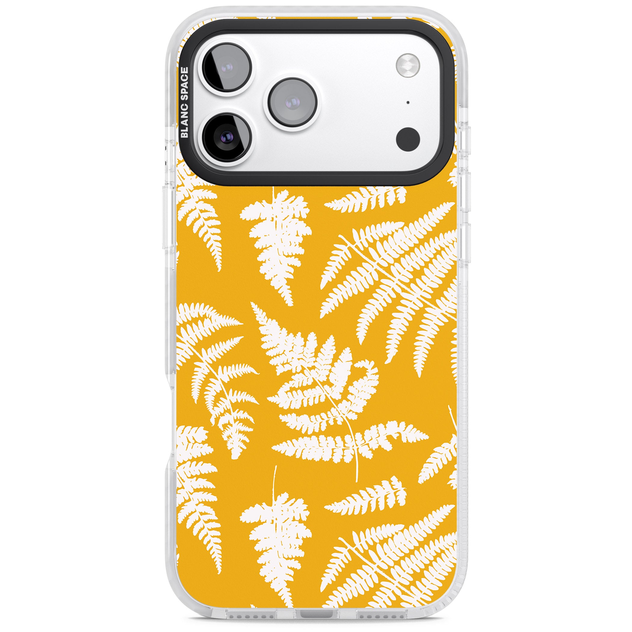 Fern Pattern On Yellow iPhone 17 Pro Impact Pro Clear Phone Case