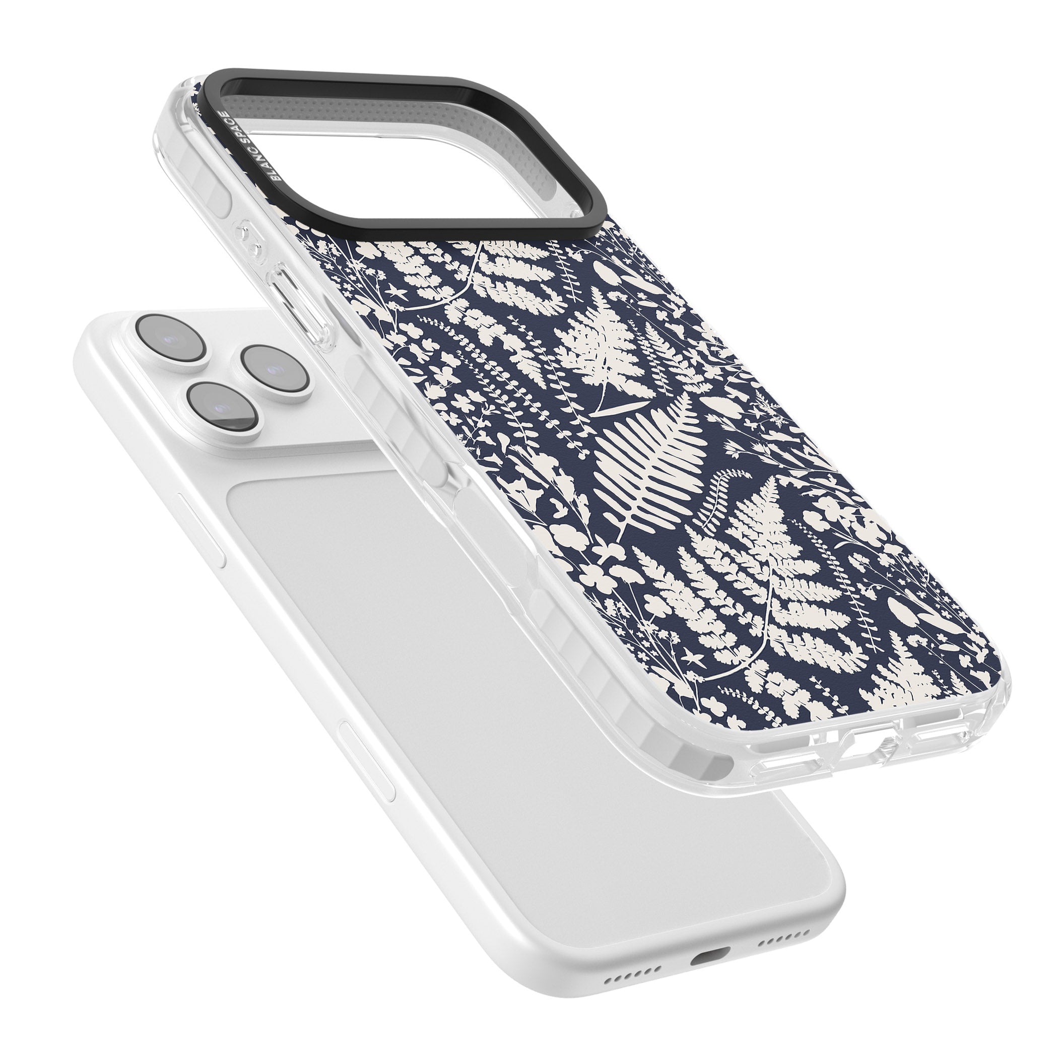Wildflowers & Ferns On Navy iPhone 17 Pro Impact Pro Clear Phone Case Colours