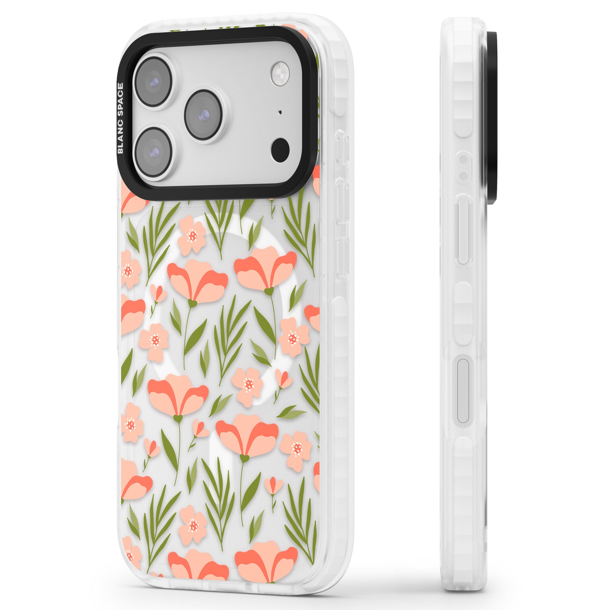 Blossom Bloom iPhone 17 Pro Impact Pro Clear Phone Case Side Profile