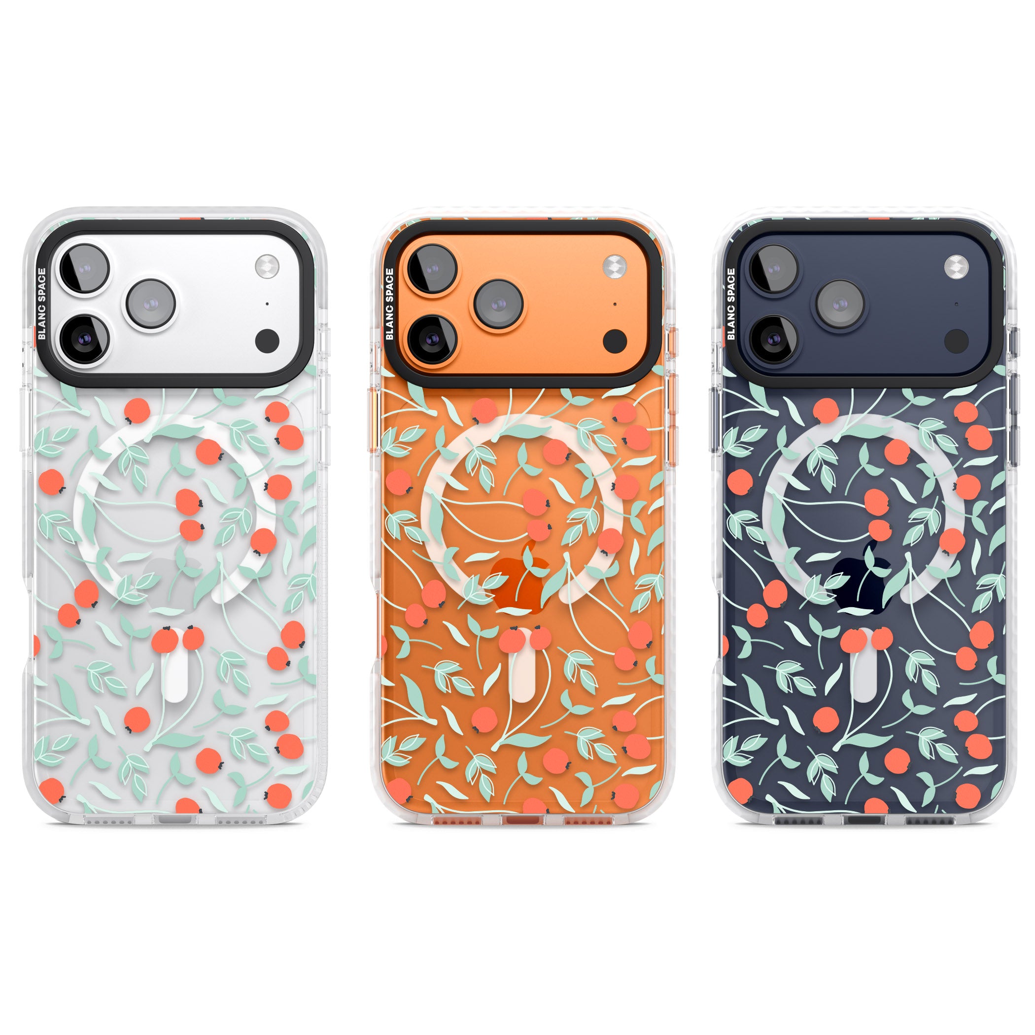 Red Berries Floral iPhone 17 Pro Impact Pro Clear Phone Case APT Impact Protection