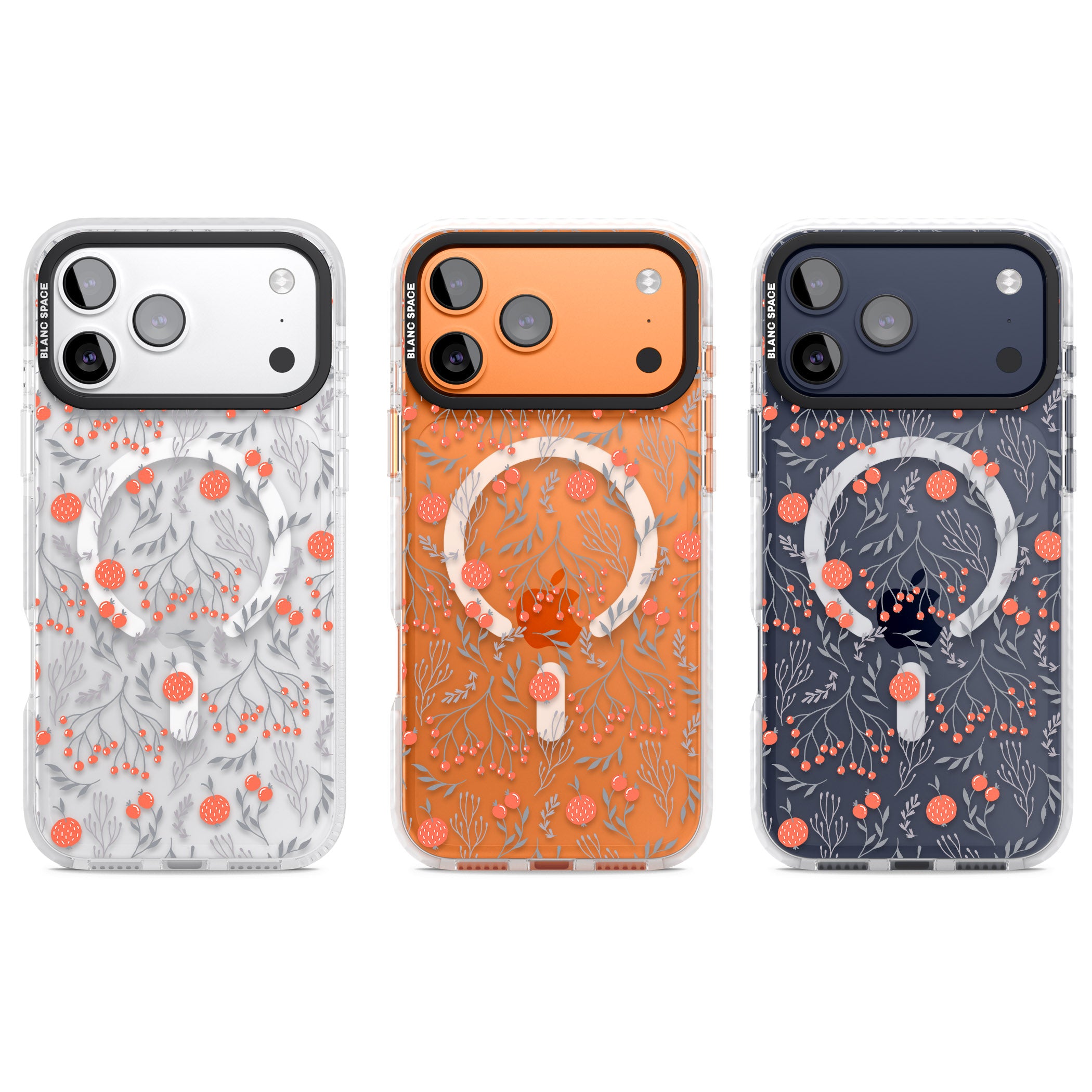 Red Fruits Floral iPhone 17 Pro Impact Pro Clear Phone Case APT Impact Protection