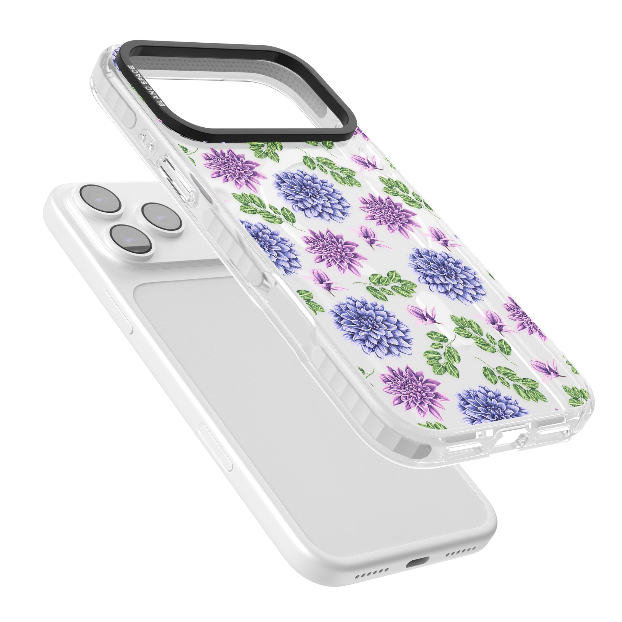 Purple Dahlias Floral iPhone 17 Pro Impact Pro Clear Phone Case Colours