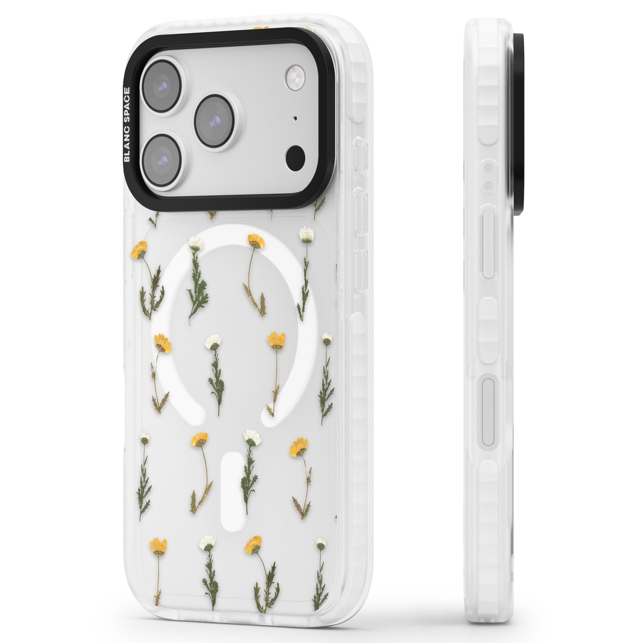 Pressed Flower iPhone 17 Pro Impact Pro Clear Phone Case Side Profile