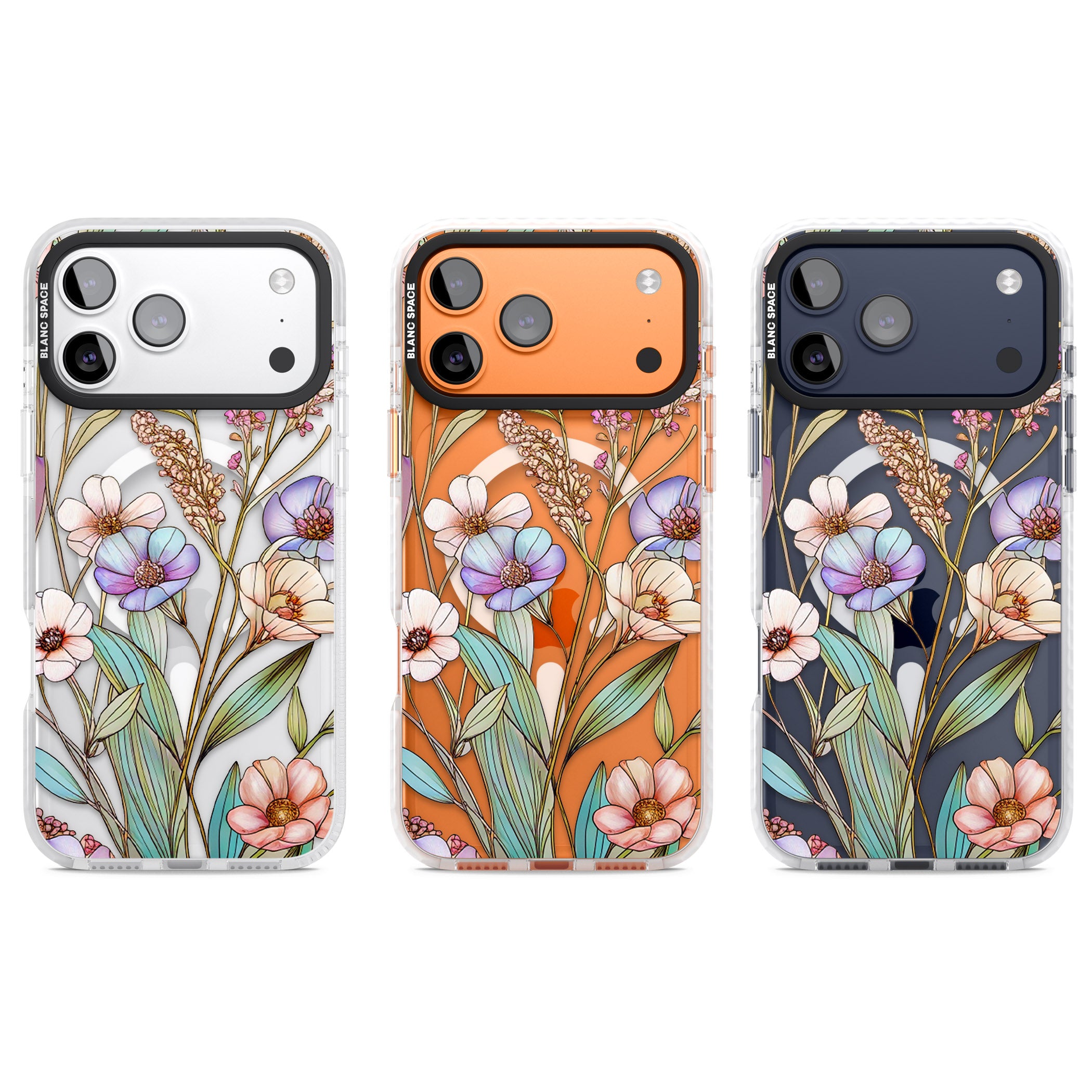 Glass Summer Flowers iPhone 17 Pro Impact Pro Clear Phone Case APT Impact Protection